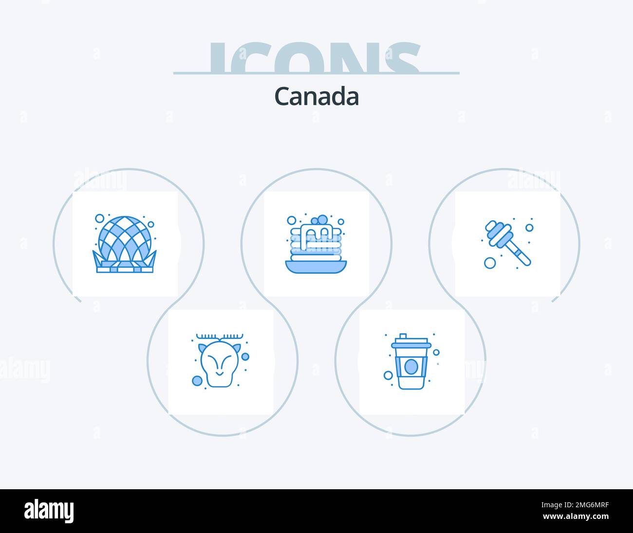 Bleu Canada Icon Pack 5 Icon Design. miel. bâtiment. doux. gâteau Illustration de Vecteur