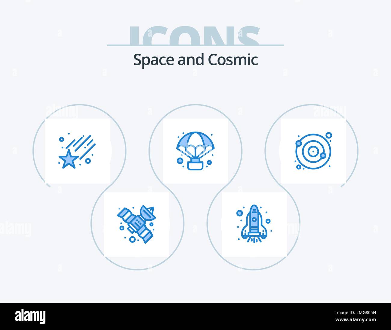 Space Blue Icon Pack 5 Icon Design. . orbite. étoile. lune. observation Illustration de Vecteur