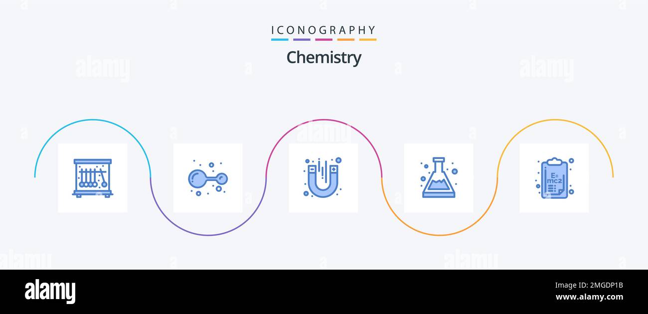 Pack d'icônes Chemistry Blue 5 comprenant la science. chimie. aimant. etude. bécher Illustration de Vecteur