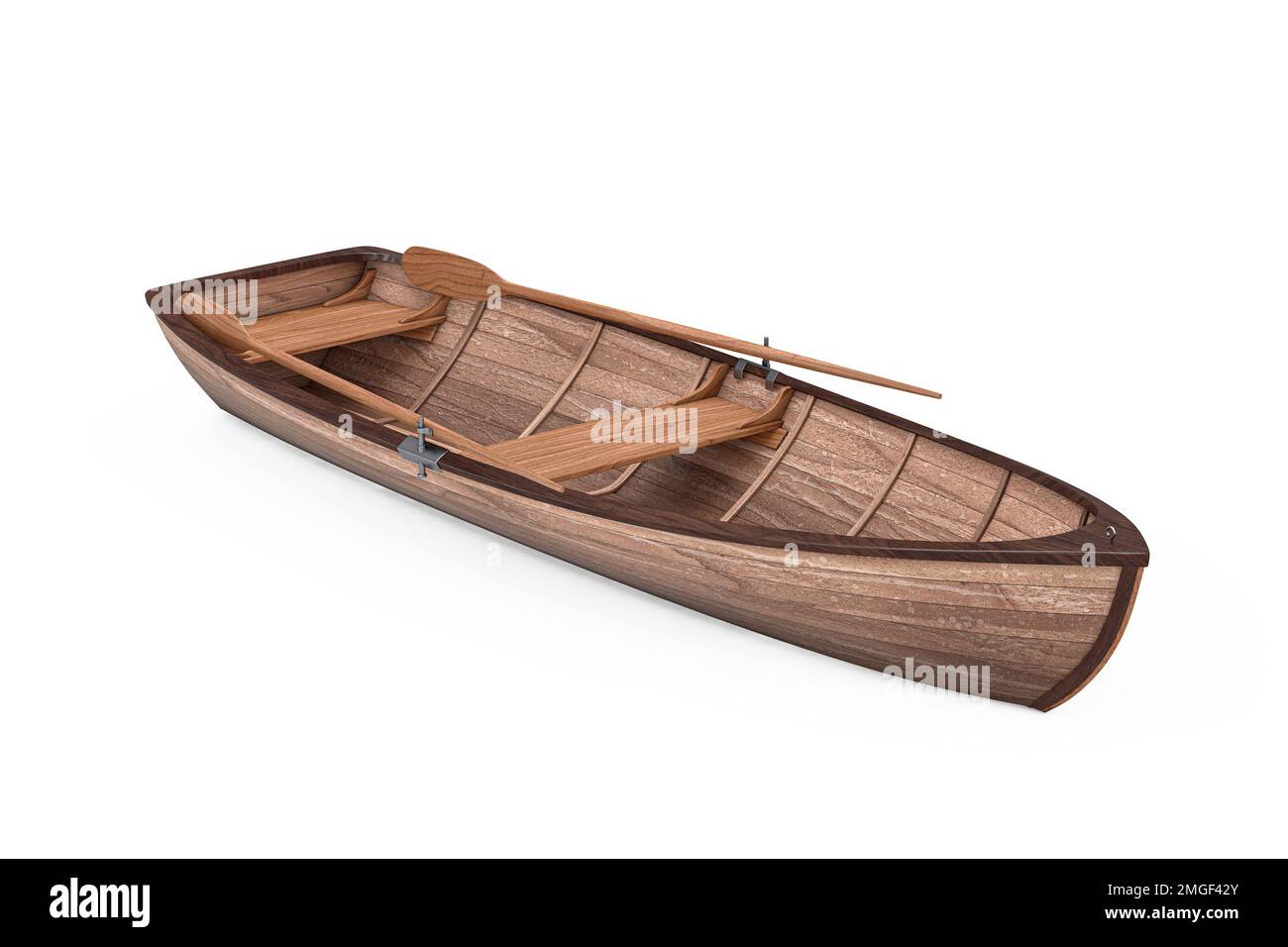 Vieux bateau de pêche en bois sur fond blanc. 3D rendu Banque D'Images