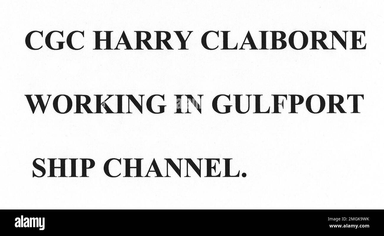 Poste de commandement des incidents de l'UES la Nouvelle-Orléans - CGC Harry Claiborne - Gulfport, Mississippi - 26-HK-310-140. Le Cutter de la Garde côtière Harry Claiborne à Gulfport, Mississippi 2 septembre jusqu'en 8, 2005. Ouragan Katrina Banque D'Images