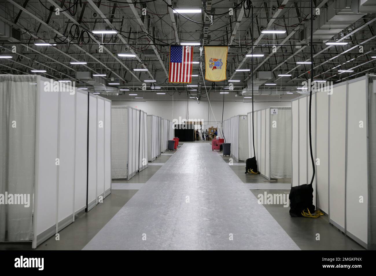 The field medical station set up at the Meadowlands Exposition Center