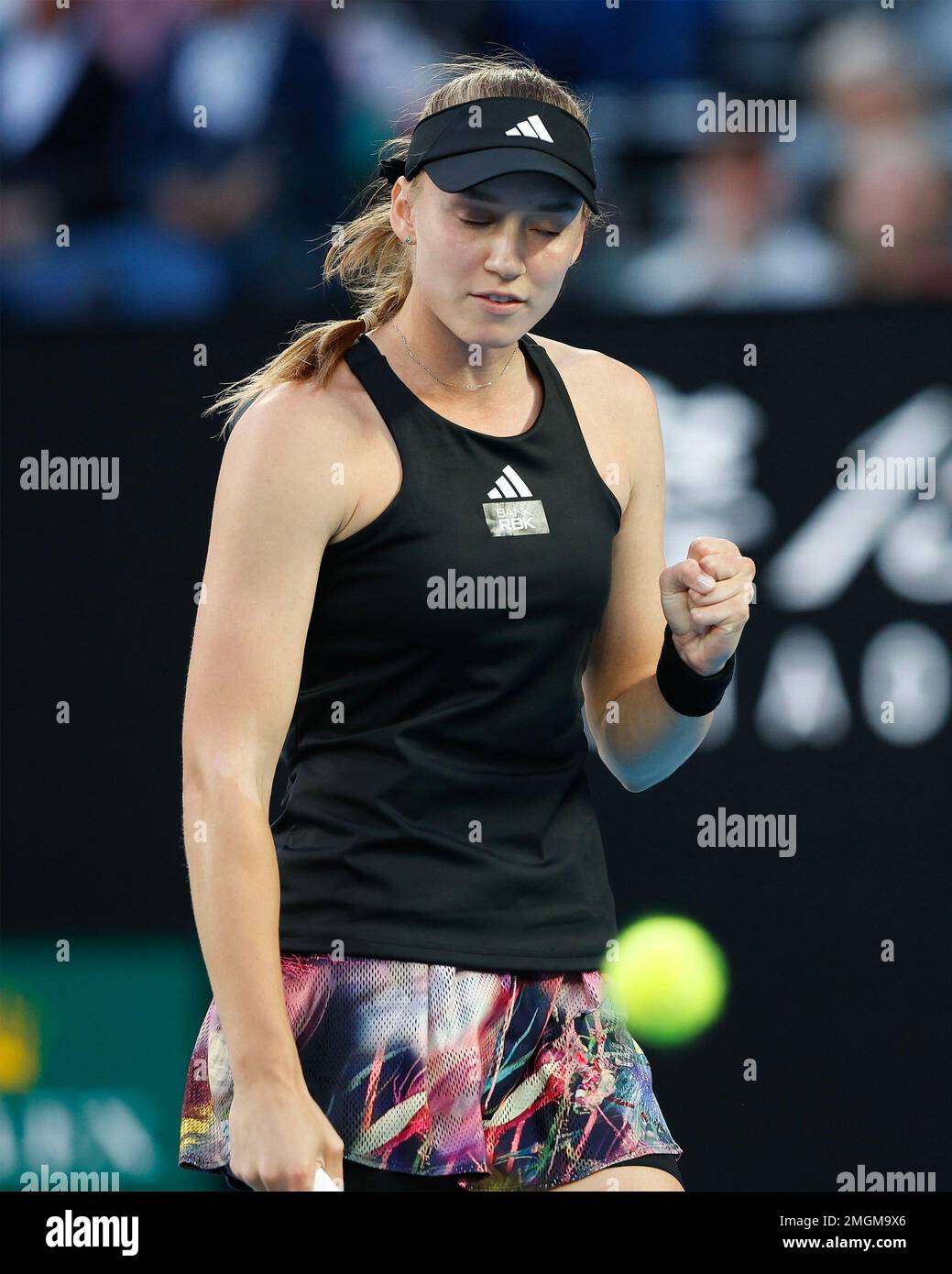 Melbourne, Australie. 26th. Janvier 2023. Elena Rybakina, joueur de tennis de Kazach, célèbre lors du tournoi Open d'Australie à Melbourne Park le jeudi 26 janvier 2023. © Juergen Hasenkopf / Alamy Live News Banque D'Images