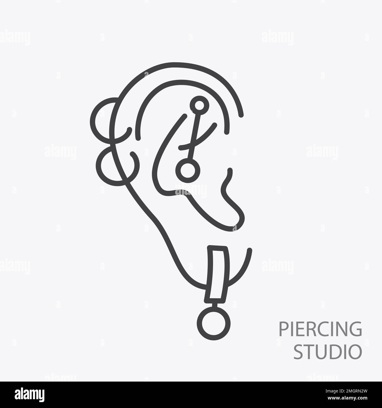 Modèle de logo du studio de perçage. Oreille percée Illustration de Vecteur