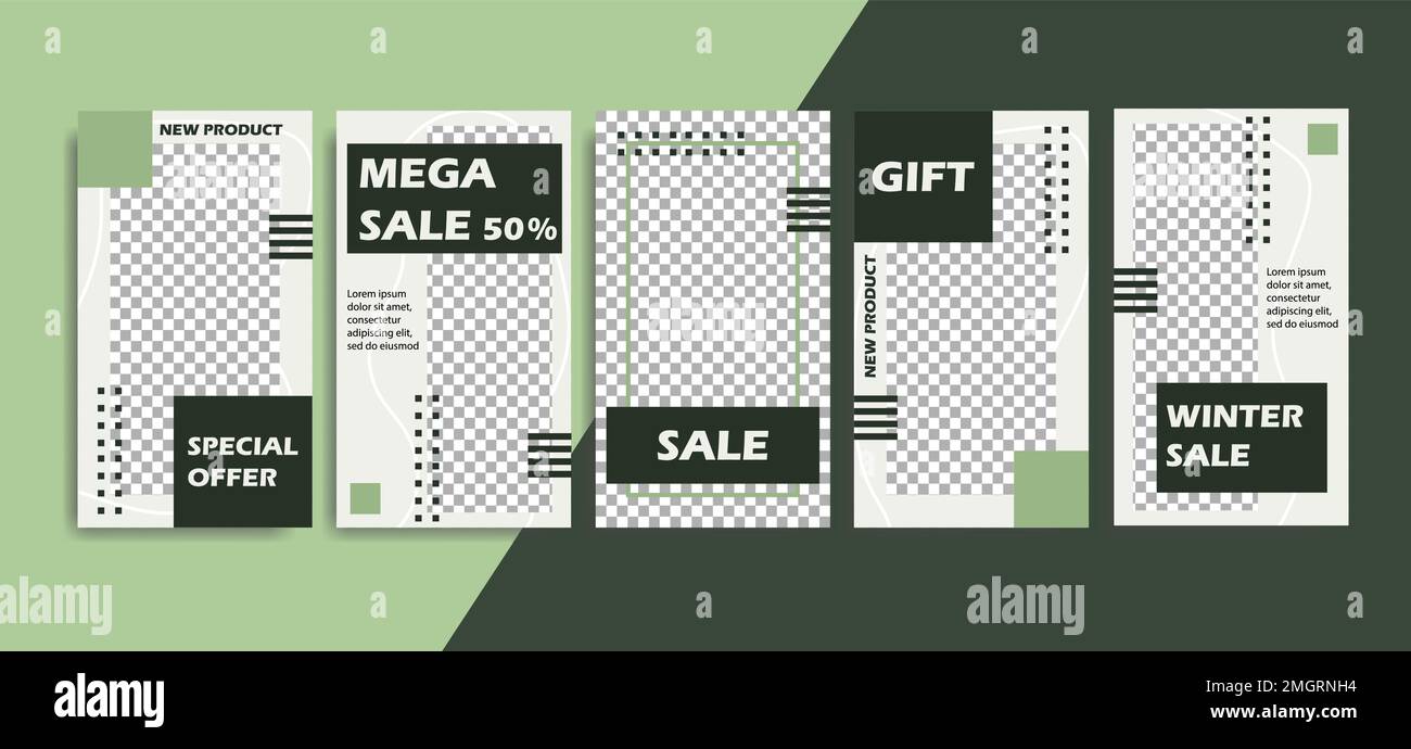 Modèle modifiable sophistiqué pour les articles sur les réseaux sociaux, la vente de votre produit, illustration vectorielle. Arrière-plan des médias sociaux dans des tons verts. Illustration de Vecteur