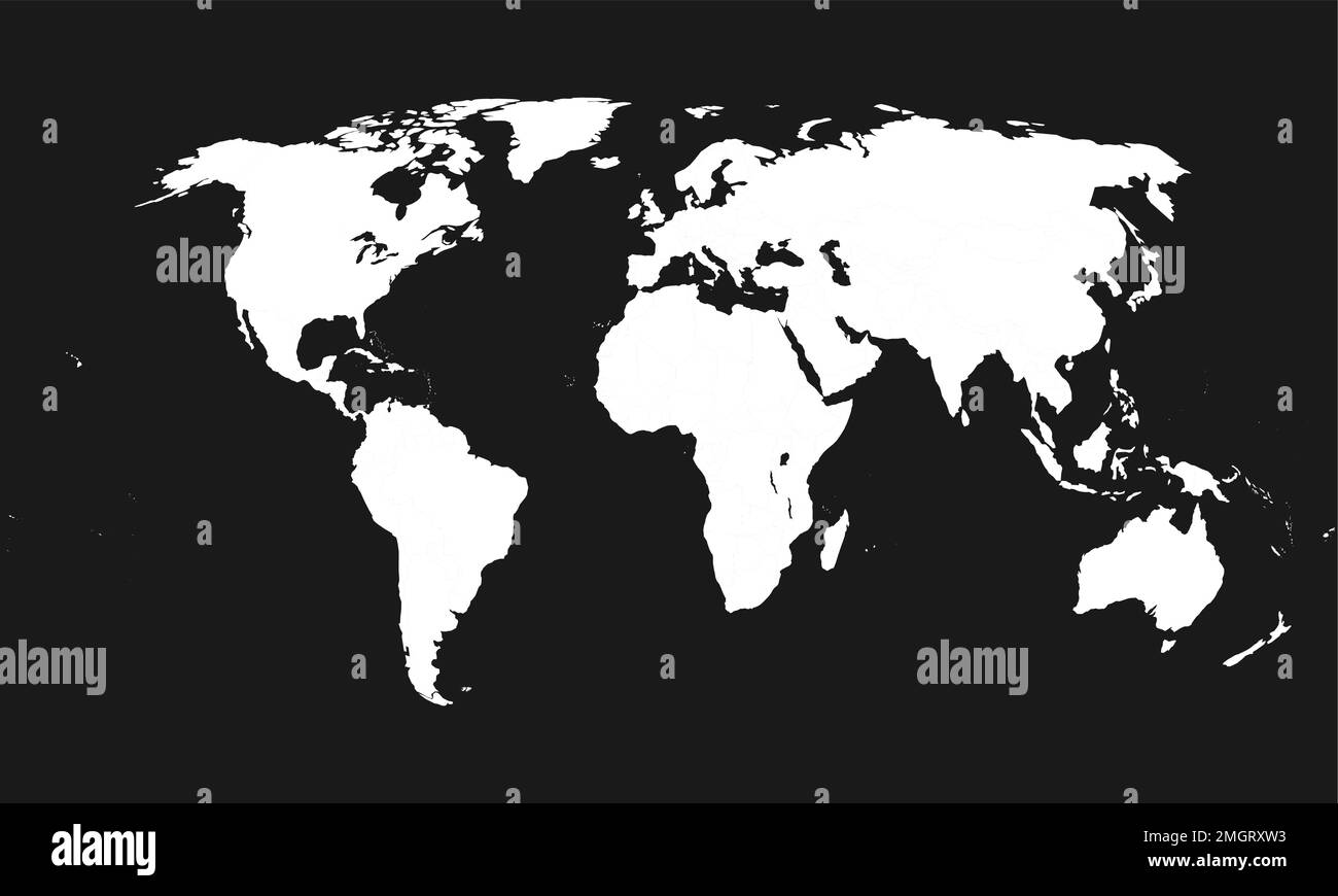Carte du monde en noir et blanc. Illustration vectorielle Image