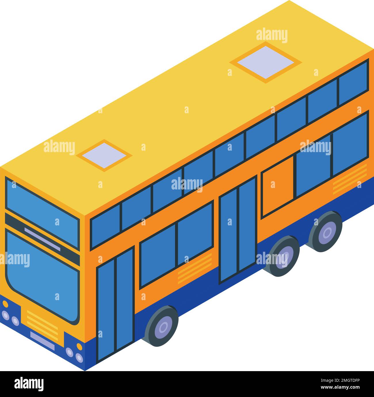 Icône de bus jaune London vecteur isométrique. Ancienne visite. Cabine classique anglaise Illustration de Vecteur
