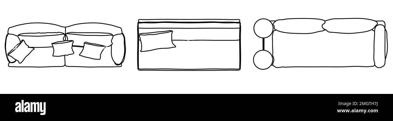 Concept ou ensemble conceptuel ou collection de canapés causeuses de différentes perspectives sur blanc. 3d illustration en tant que métahor pour l'architecture et dans Banque D'Images