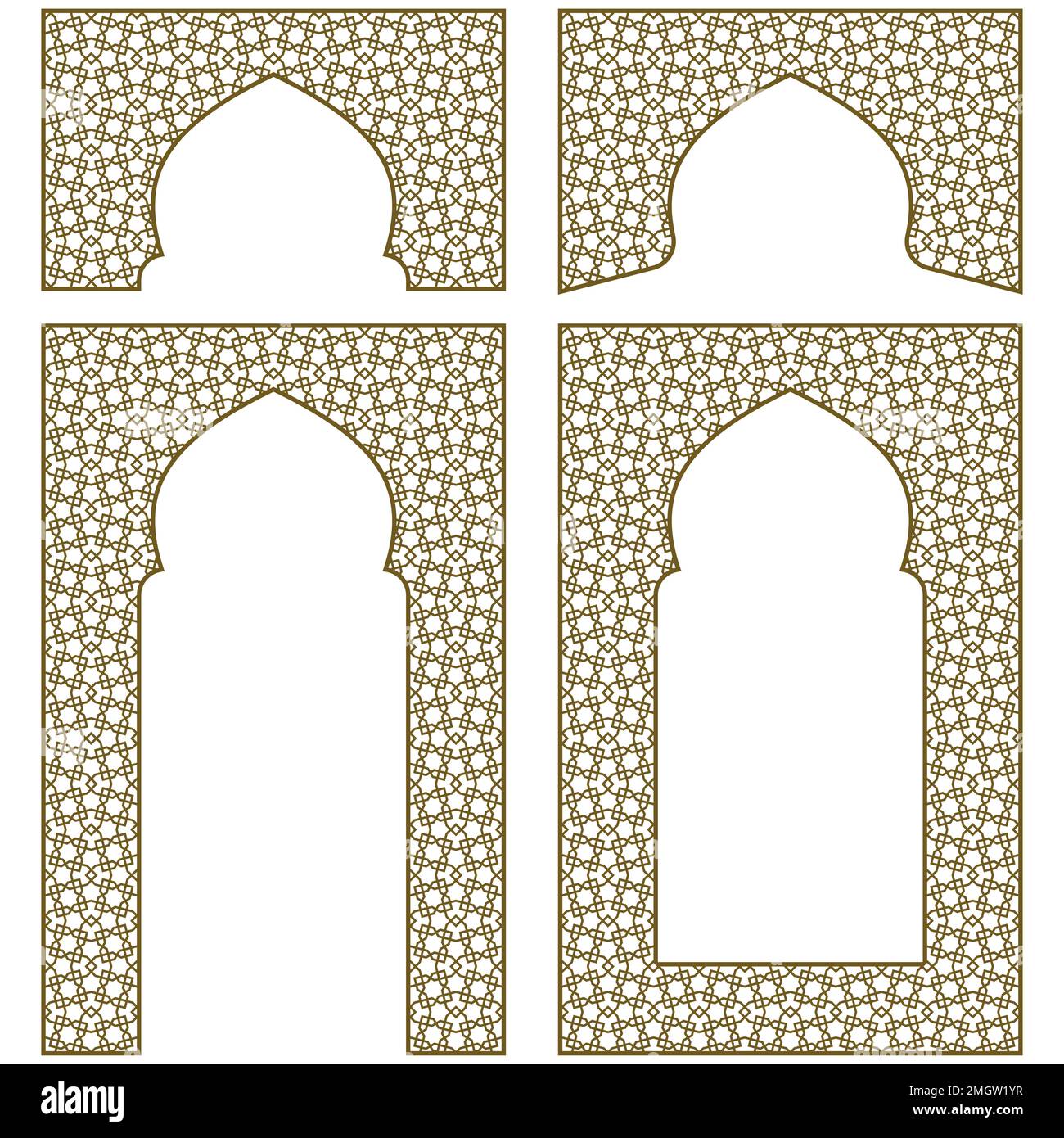 Arches, cadres et éléments de conception supplémentaires. Décoration géométrique arabe. Couleur marron. Illustration de Vecteur