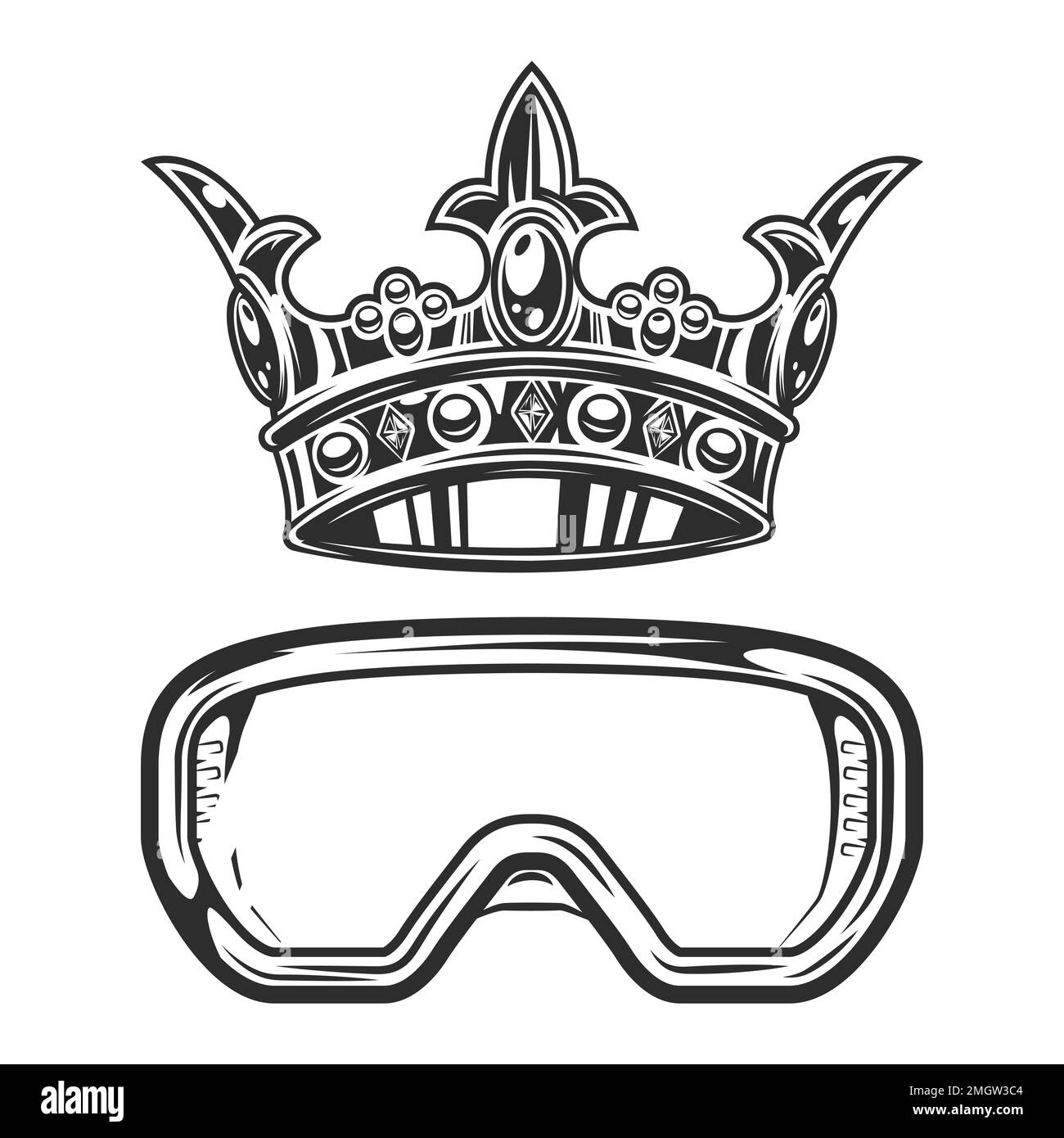 Crown King nouveau constructeur de construction avec lunettes de sécurité concept vintage illustration vecteur isolé sur fond blanc Illustration de Vecteur