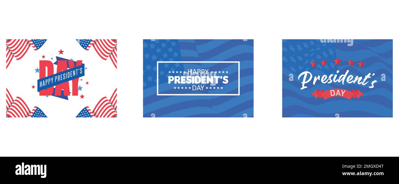 Happy Presidentss' Day Flyer, jour de fête du Président aux Etats-Unis, célébration du Président des Etats-Unis, illustration moderne à vecteur plat Illustration de Vecteur