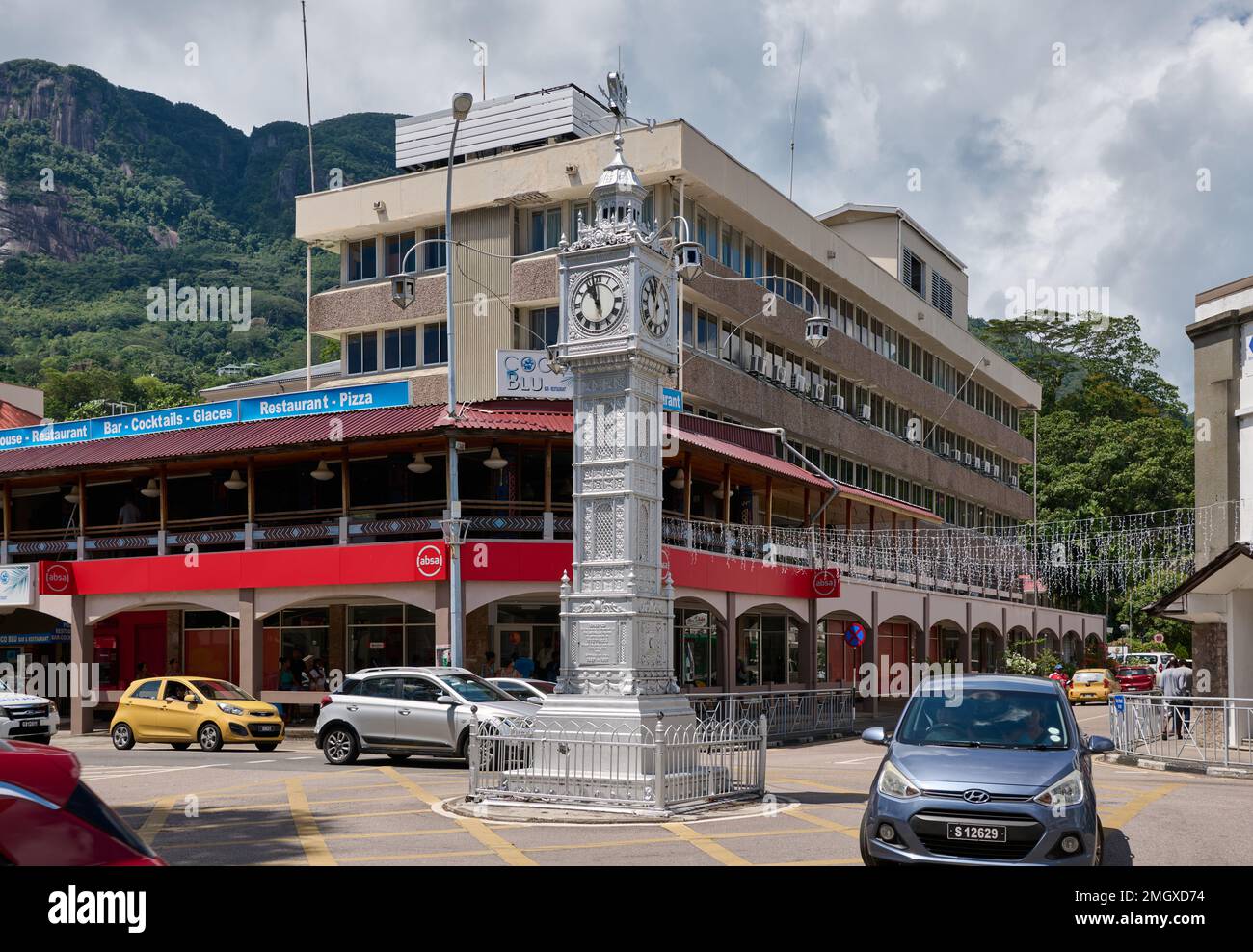 Victoria Clock Tower, Victoria, Mahé, Seychelles Banque D'Images