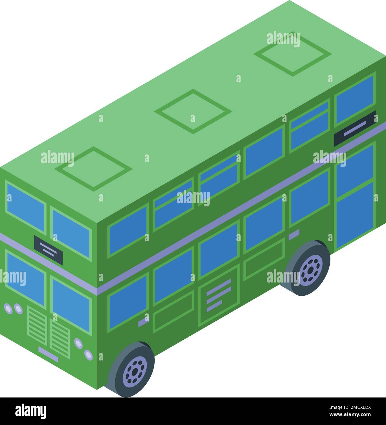 Icône de bus London verte, vecteur isométrique. Transport. Pilote classique Illustration de Vecteur