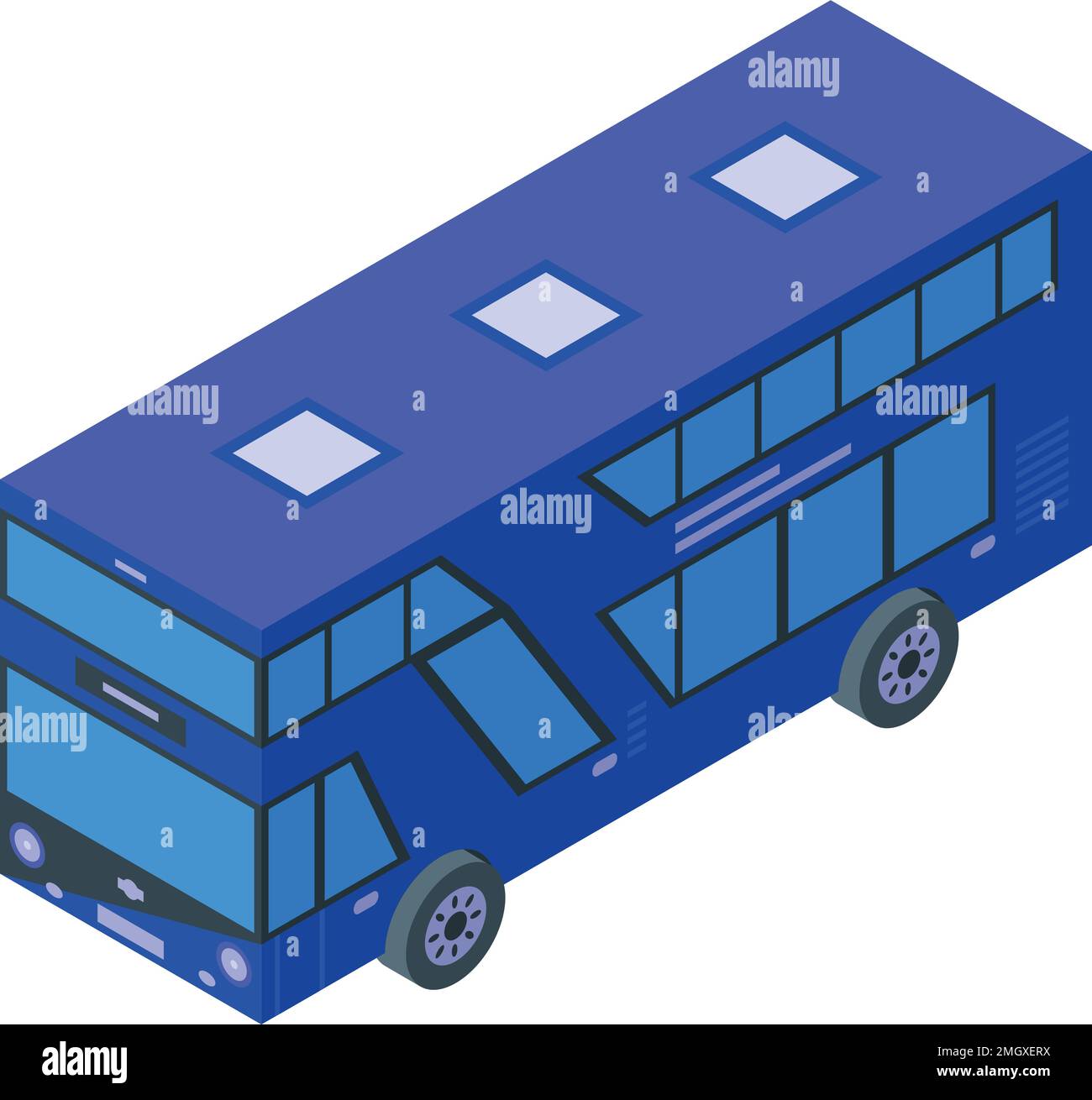 Icône de bus londonien bleu vecteur isométrique. Ville angleterre. Double royaume-uni Illustration de Vecteur