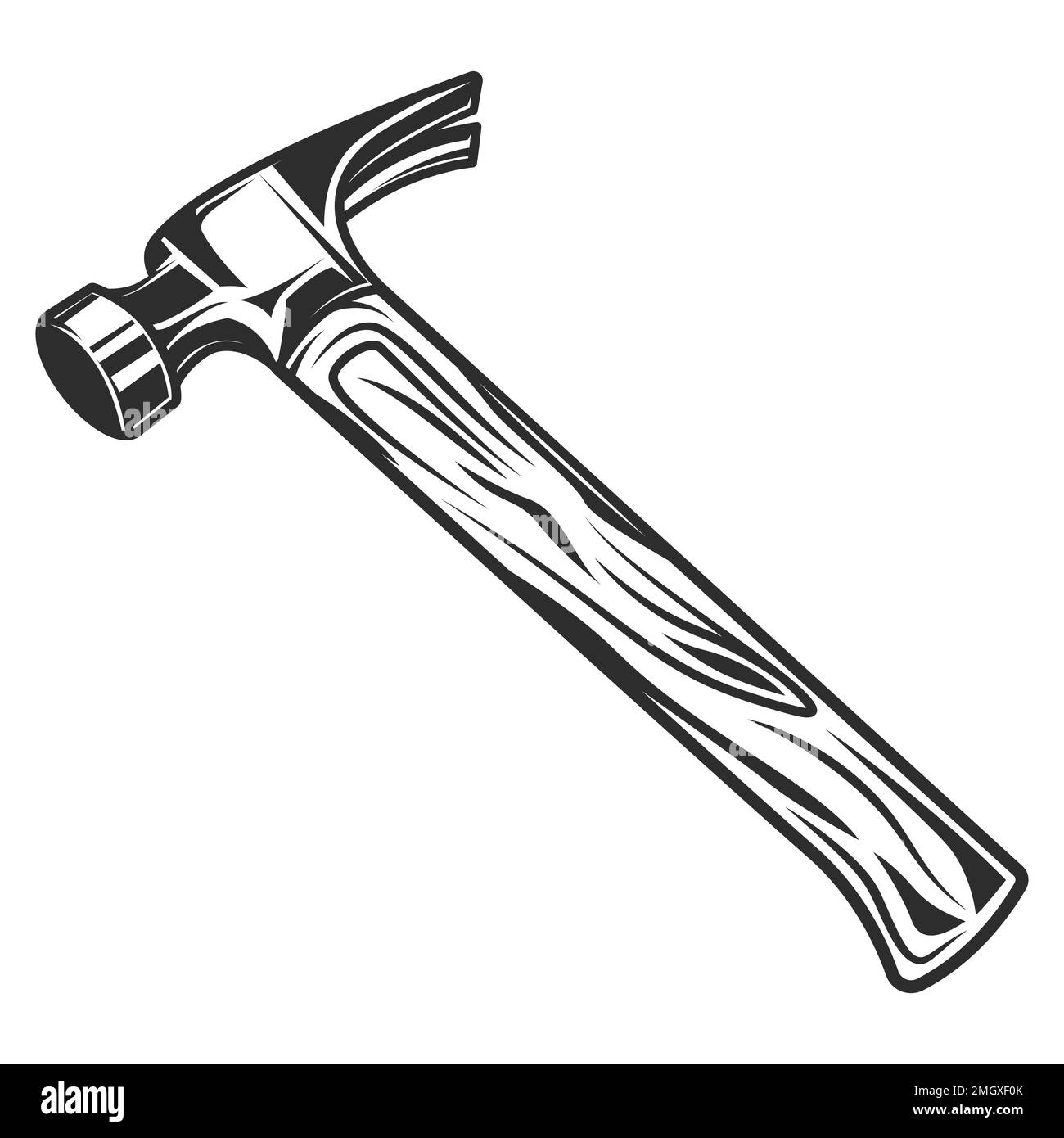 Illustration du concept monochrome de marteau de charpentier de construction neuve Illustration de Vecteur