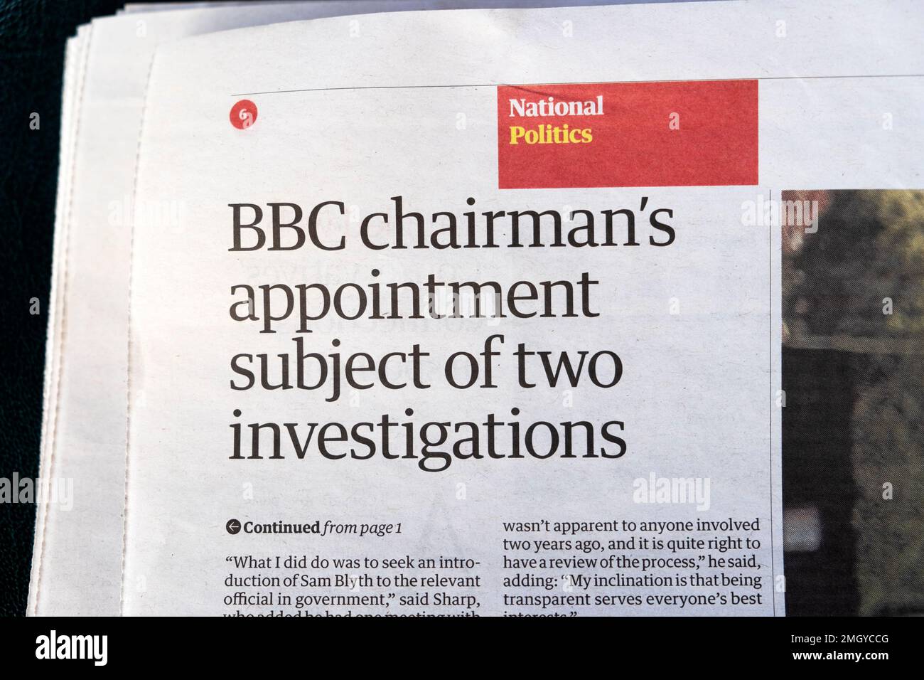 « La nomination du président de la BBC fait l'objet de deux enquêtes » Banque D'Images