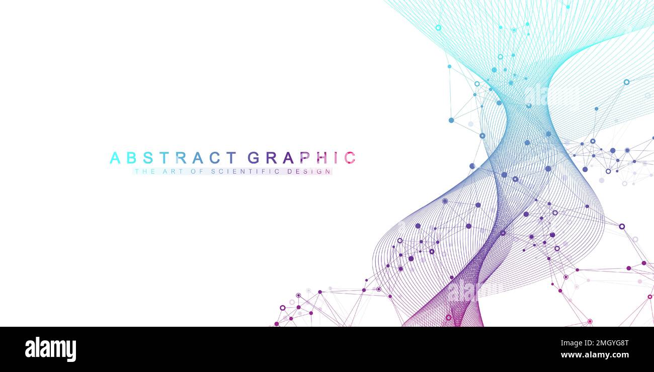 Chiffres résumé fond avec ligne et points, flux d'onde. Réseaux de neurones numériques. Connexion réseau et l'arrière-plan pour votre présentation Illustration de Vecteur