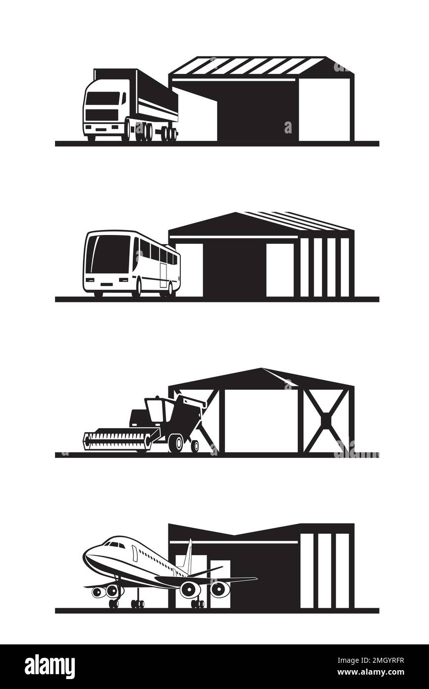Garages et dépôts de transport - illustration vectorielle Illustration de Vecteur
