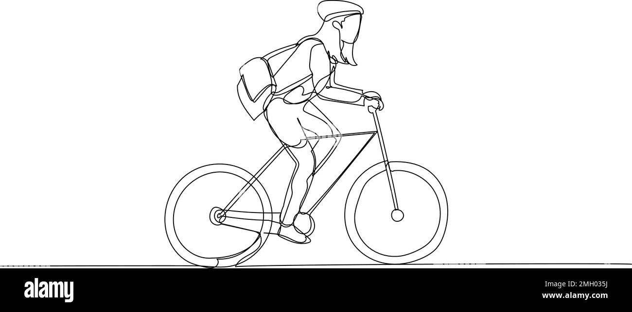 Dessin d'une femme d'affaires en vélo de vélo au bureau concept de vélo au travail transport respectueux de l'environnement Illustration de Vecteur