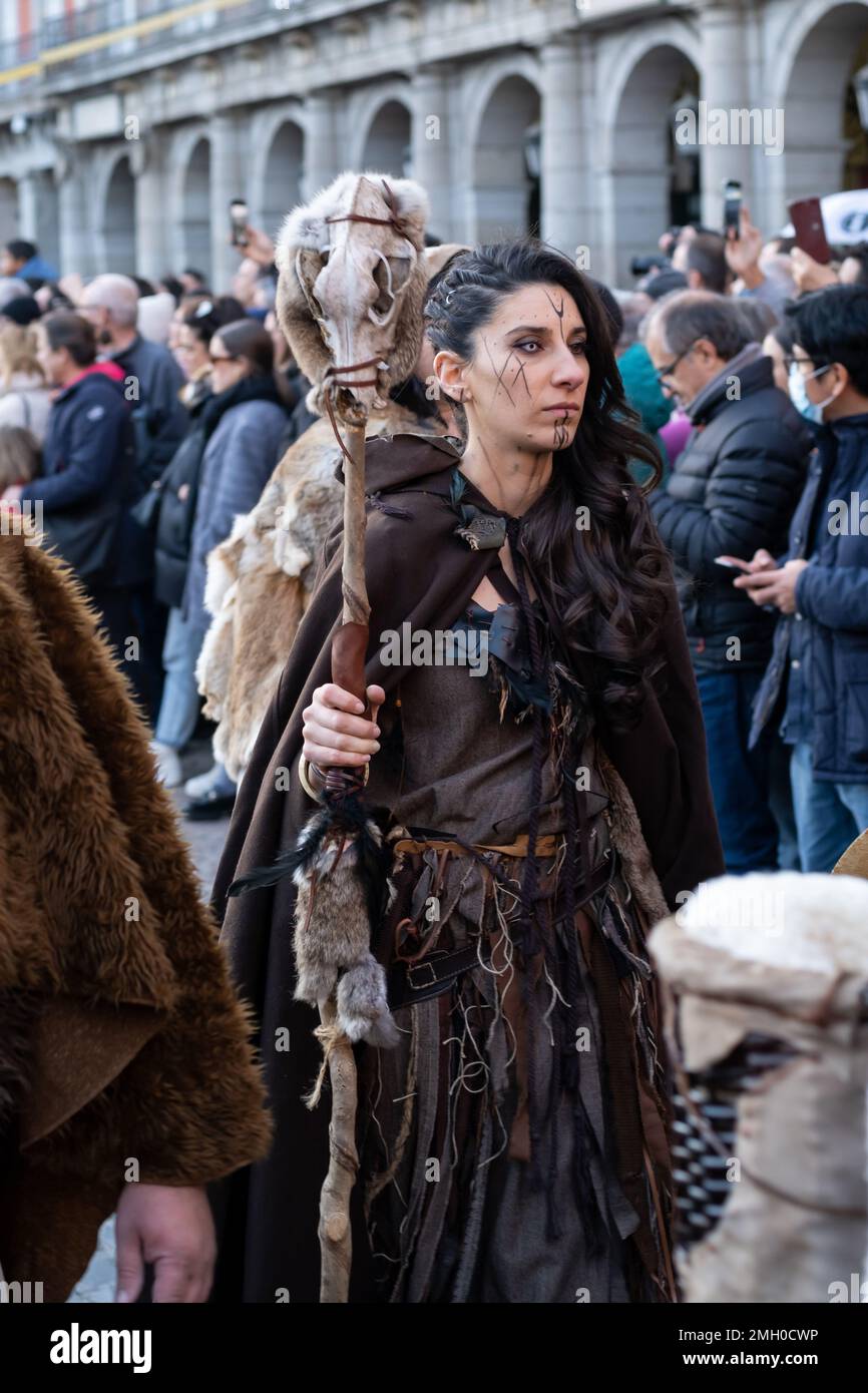 Madrid, Espagne, 21 janvier 2023 : défilé des troupes romaines pendant le festival Arde Lucus, un festival traditionnel de Lugo, Galice Banque D'Images