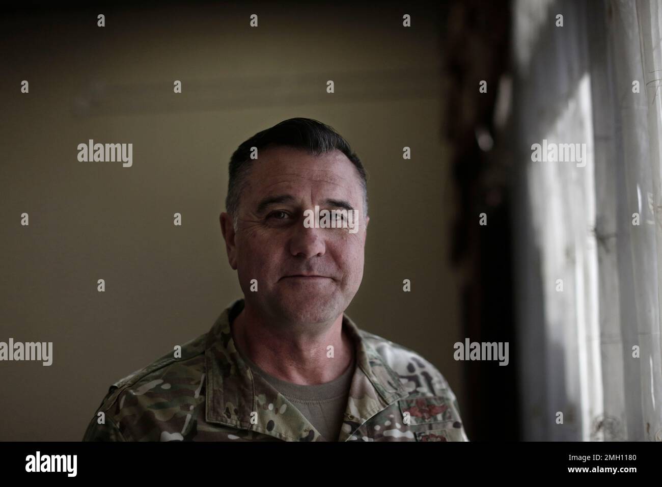 U.S. Air Force Maj. Gen. Eric T. Hill, commander of special operations forces in Iraq and Syria, poses for a portrait after an interview in Irbil, Iraq, Monday, Feb. 10, 2020. (AP Photo/Maya Alleruzzo) Banque D'Images