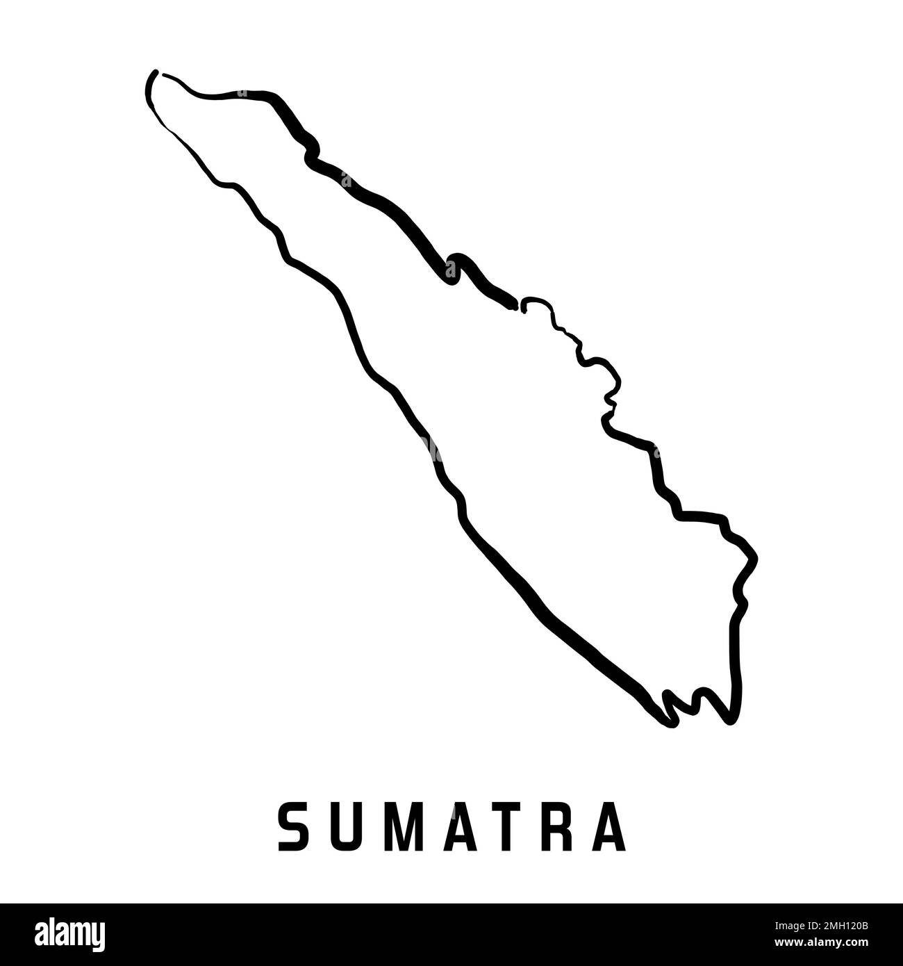 Carte de l'île de Sumatra en Indonésie. Contour simple. Carte de style simplifiée vectorisée à la main. Illustration de Vecteur