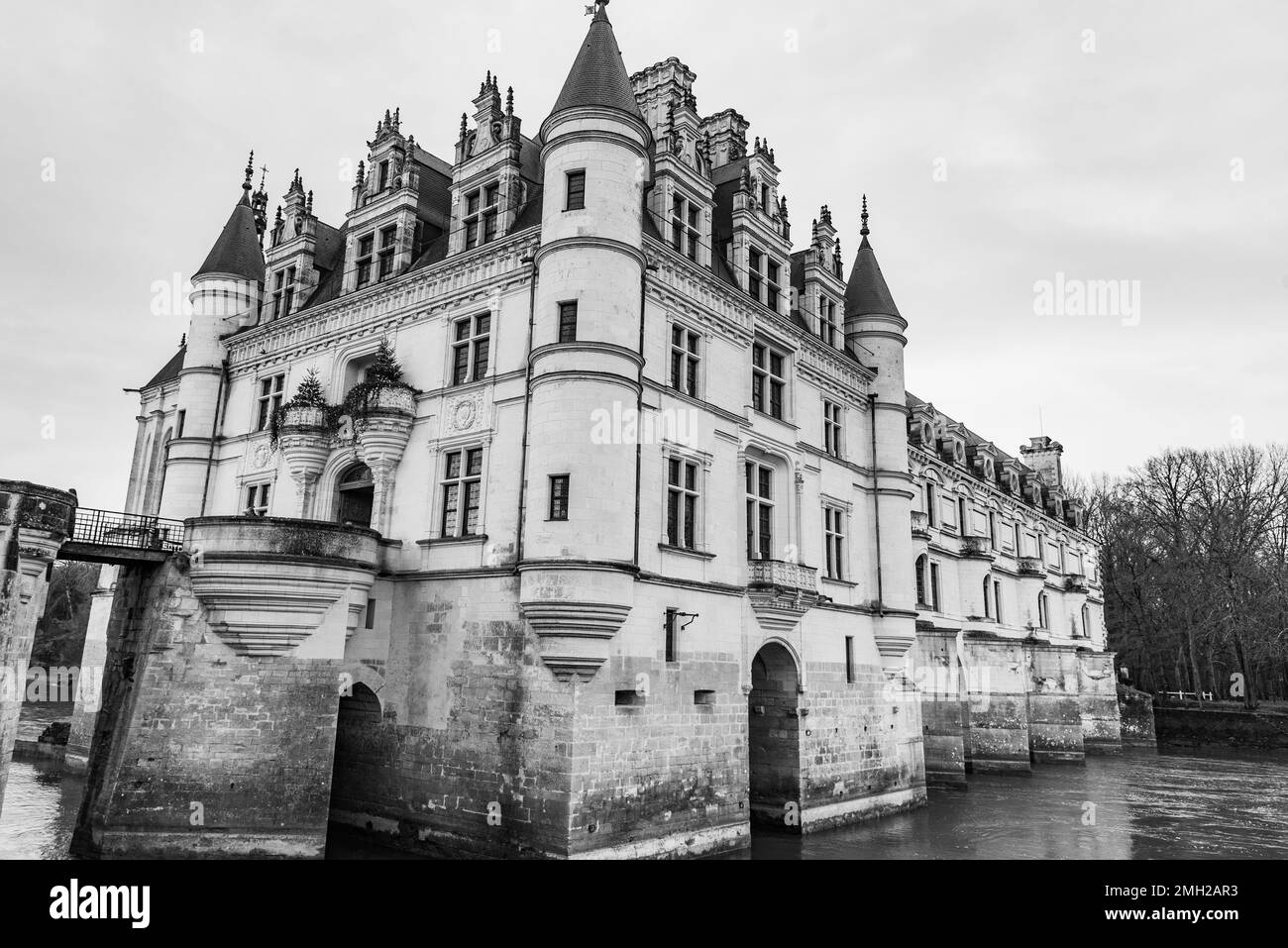 Chenonceau, France - Déc 29 2022： le beau jardin du château de Chenonceau en France Banque D'Images