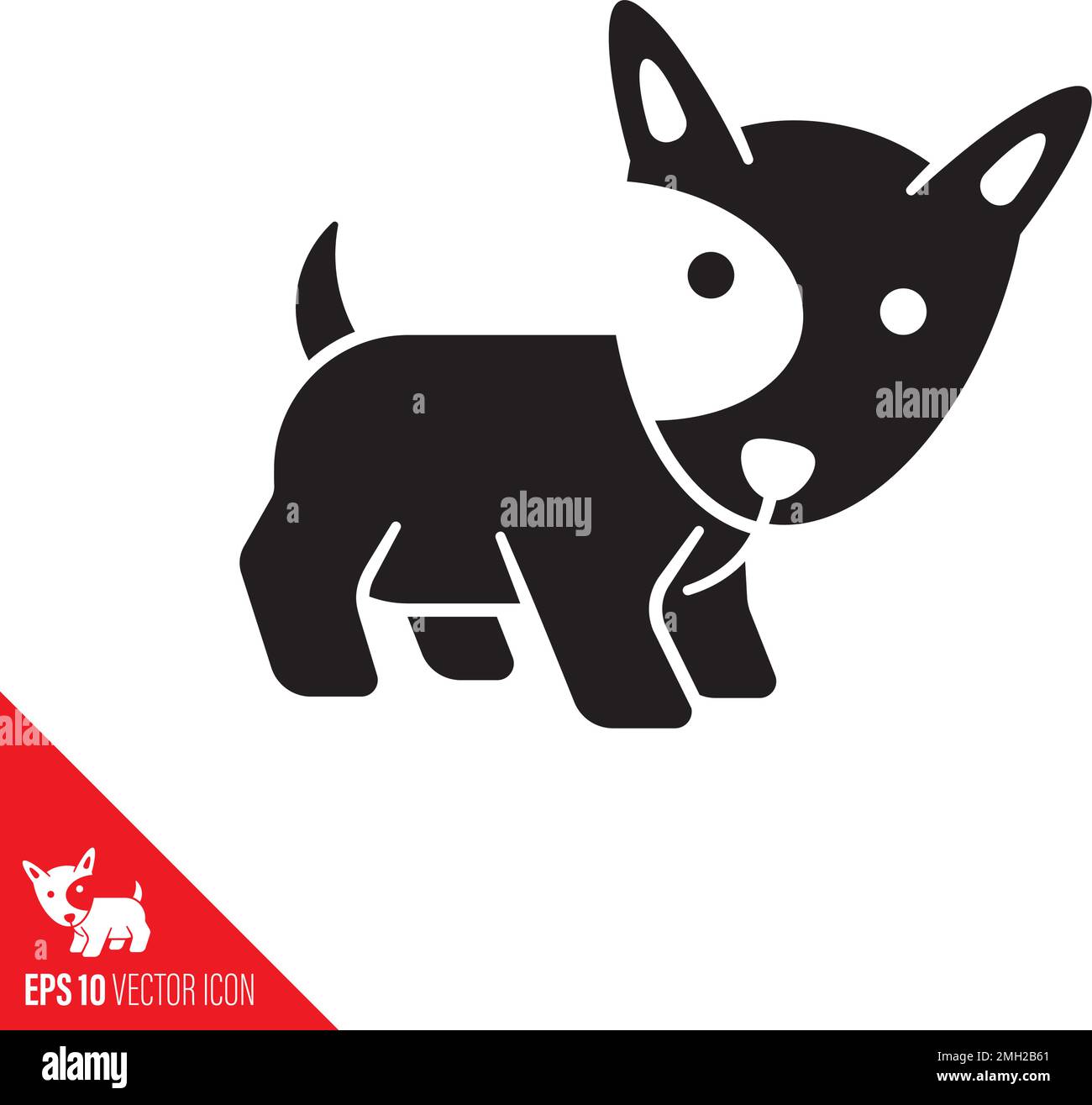 Icône de glyphe vecteur de baby Bull Terrier. Symbole chiot mignon. Illustration de Vecteur