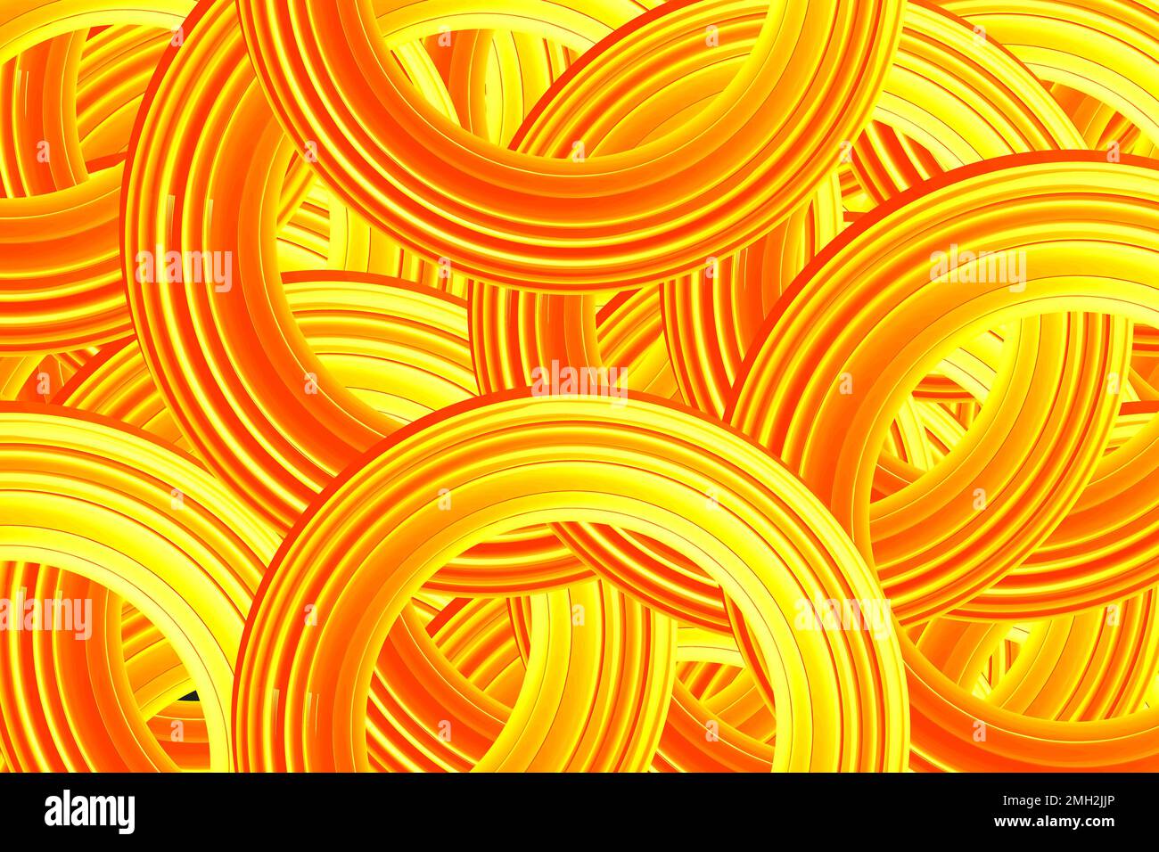 Résumé jaune rouge Concentrique 3D cercles Illustration Banque D'Images