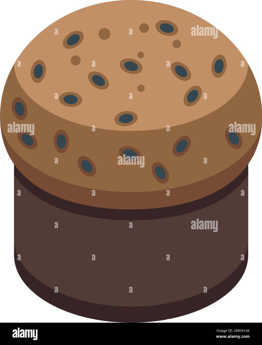 Vecteur isométrique d'icône en forme de panettone de chocolat. Pain à gâteau. Pâtisserie sucrée Illustration de Vecteur