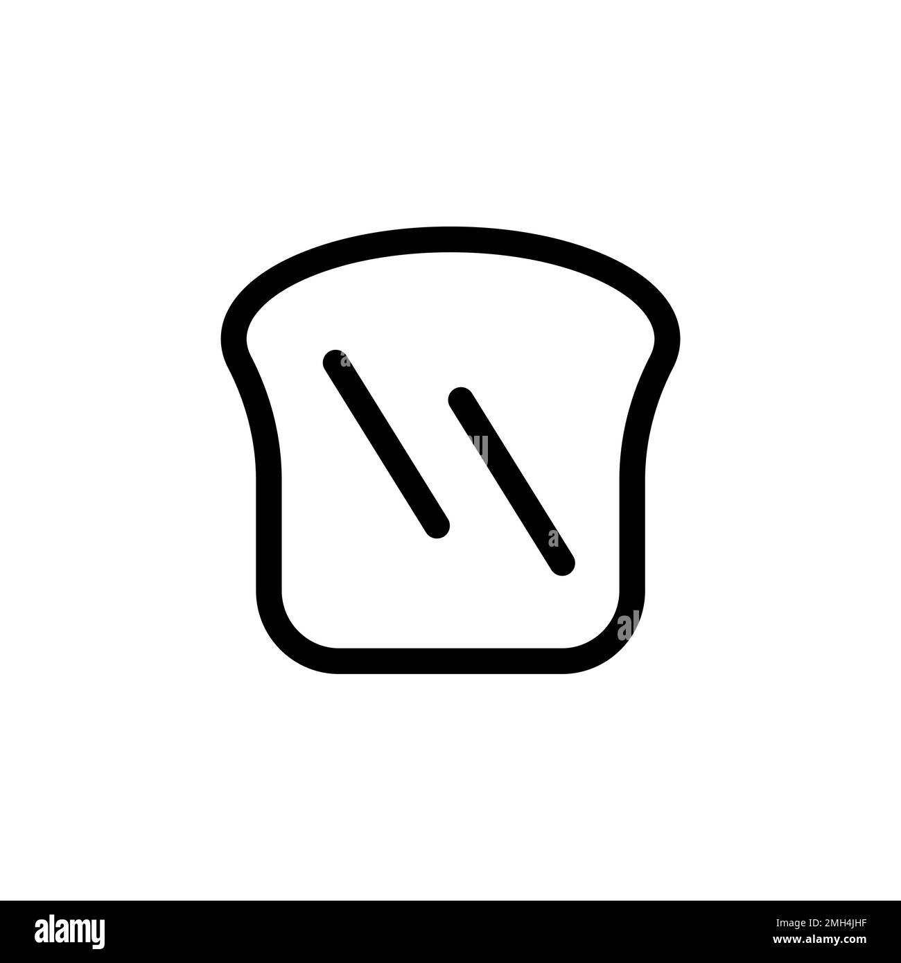 Ligne d'icône de tranche de pain isolée sur fond blanc. Icône fine et plate noire sur un style moderne. Symbole linéaire et contour modifiable. Simple et pixel Illustration de Vecteur