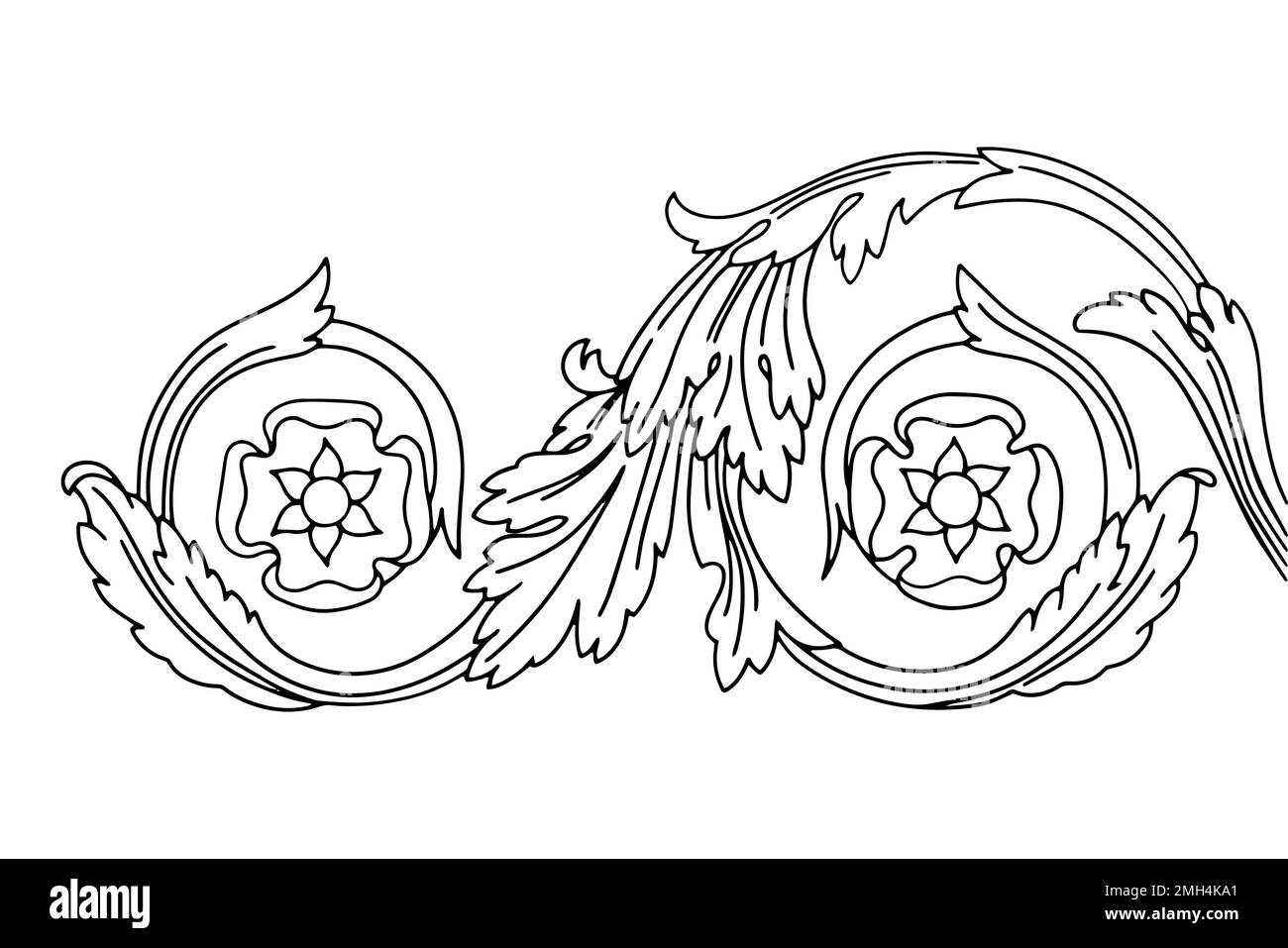 Élément décoratif fleur, forme vectorielle grecque, décoration en stuc, cartouche Illustration de Vecteur