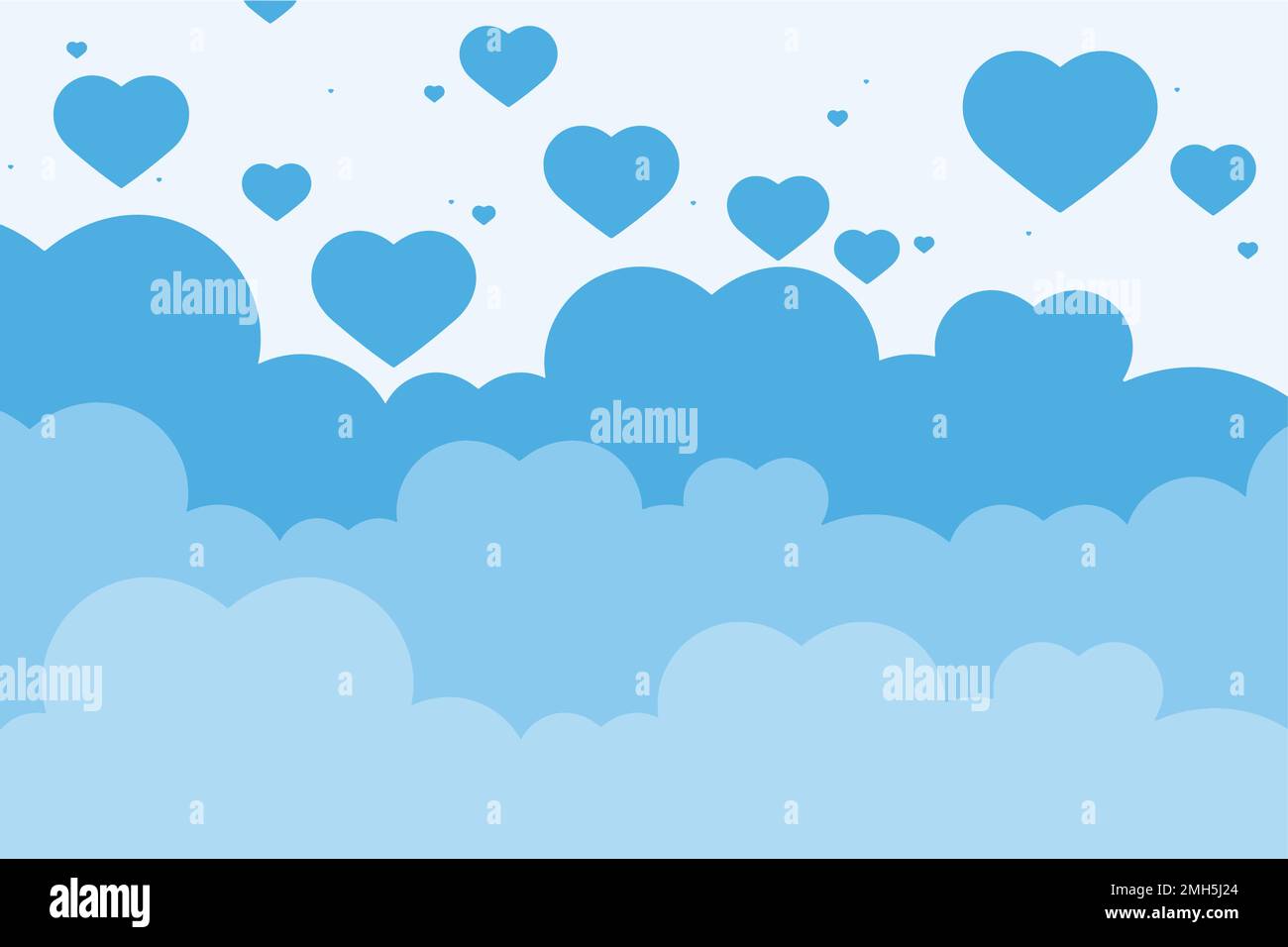 Fond vectoriel bleu de coeur de nuage Illustration de Vecteur