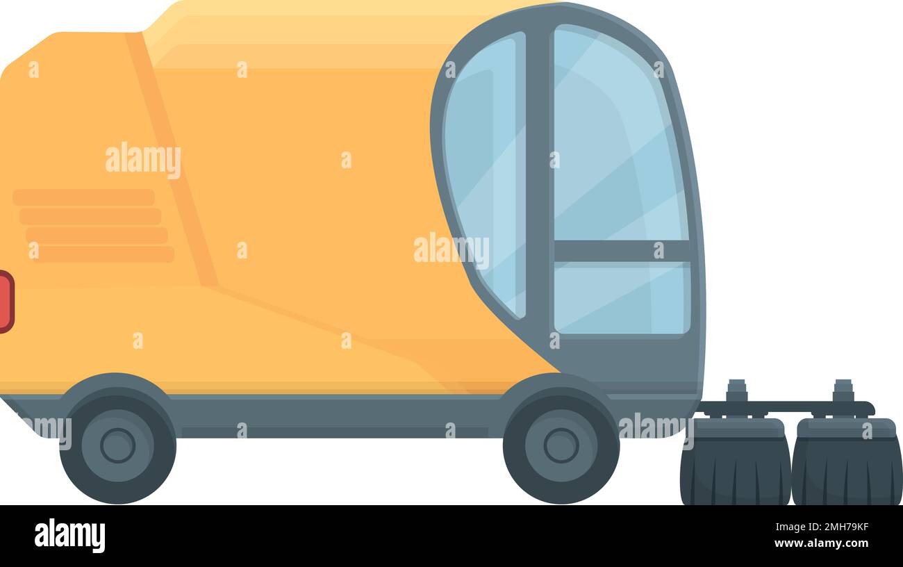 Vectorisation de dessin animé d'icône de nettoyage de balai. Camion routier. Ville du véhicule Illustration de Vecteur