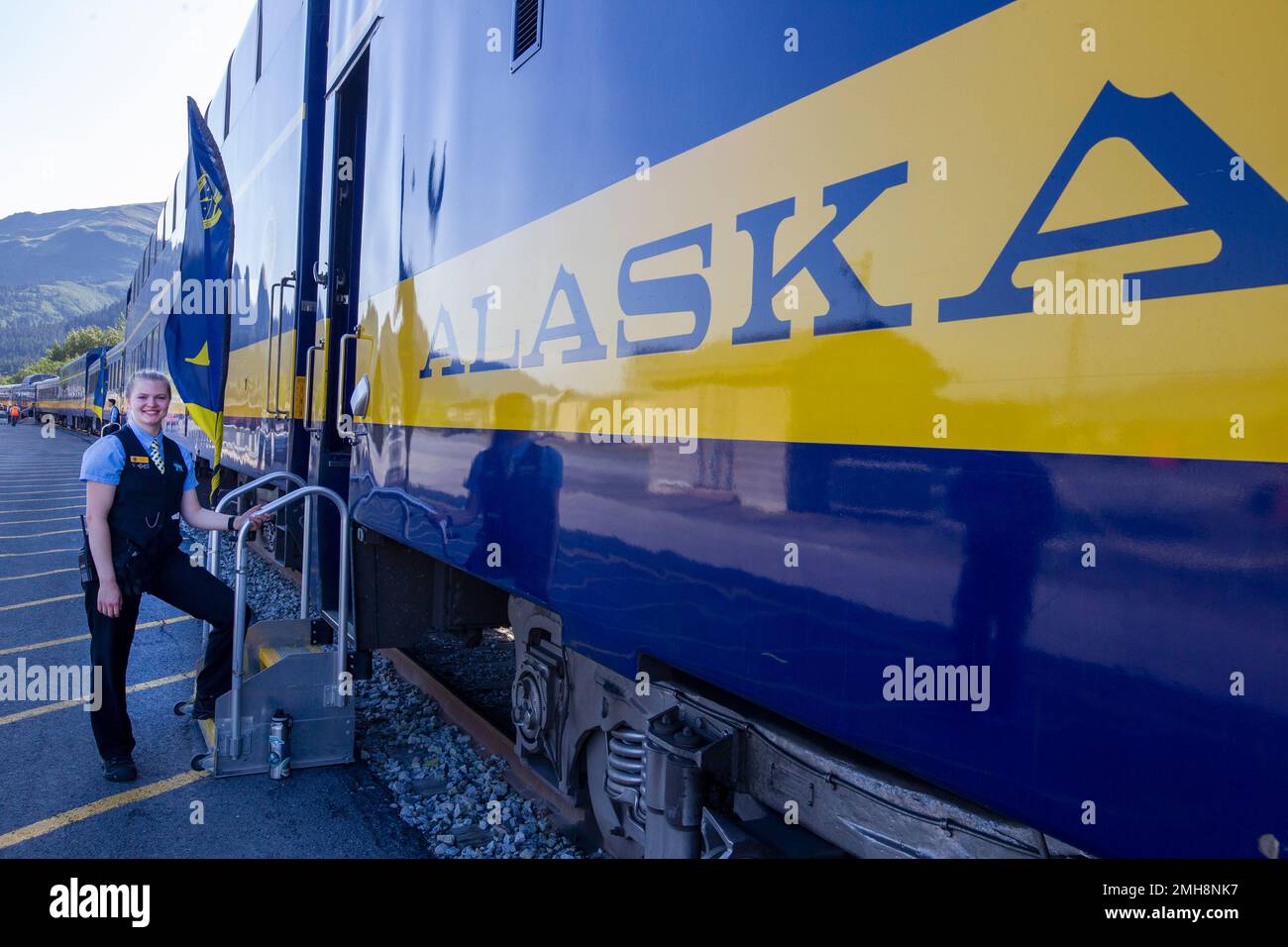 Le Alaska Railroad Coastal Classic s'étend entre Anchorage et Seward, en Alaska. Banque D'Images