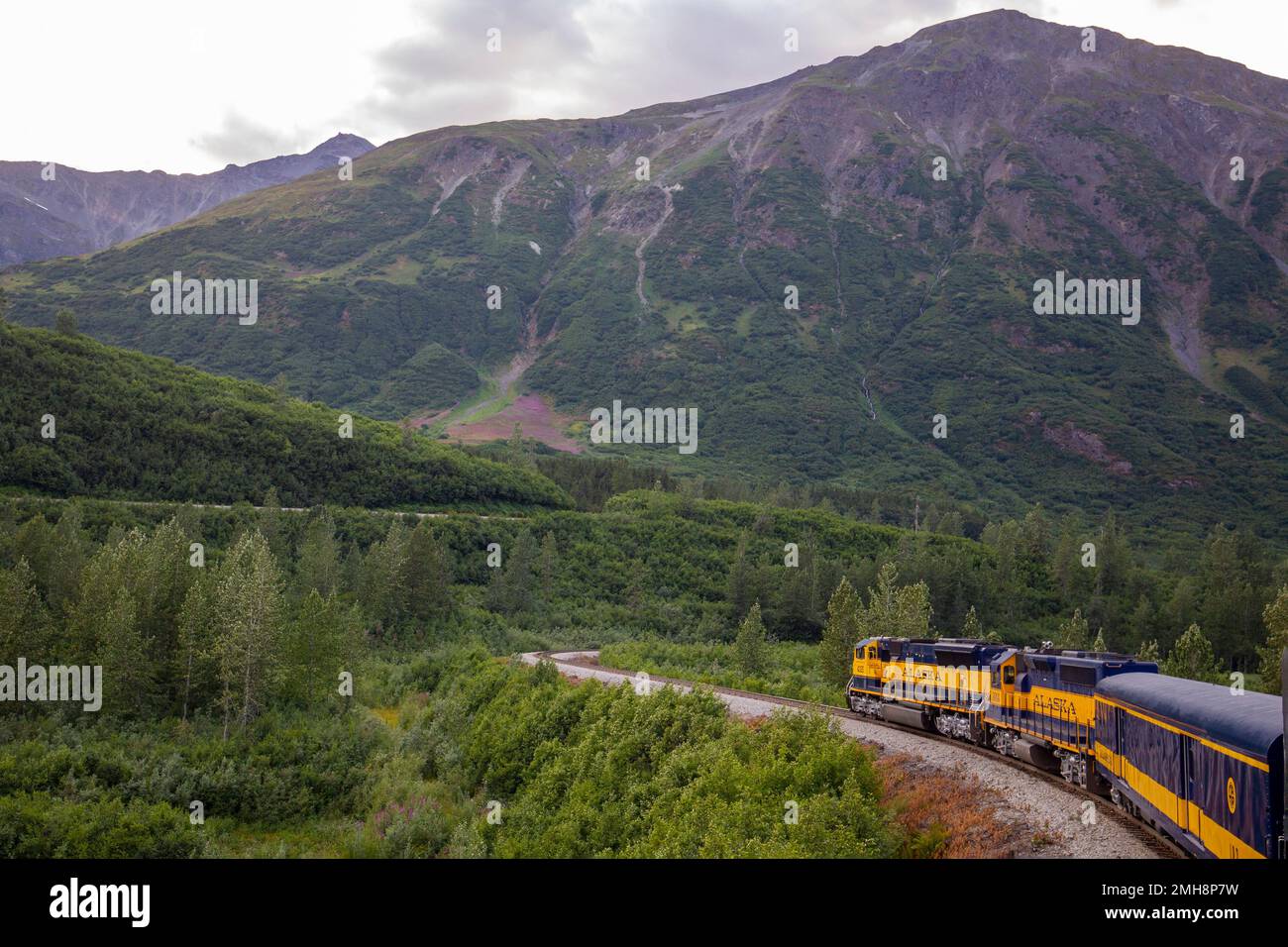Le Alaska Railroad Coastal Classic s'étend entre Anchorage et Seward, en Alaska. Banque D'Images