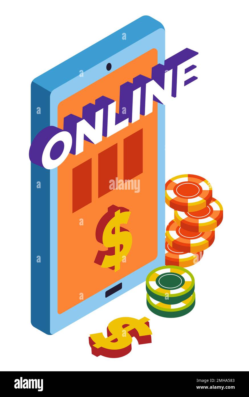 Club de casino en ligne, jeux de hasard icône isolée, appareil mobile Illustration de Vecteur