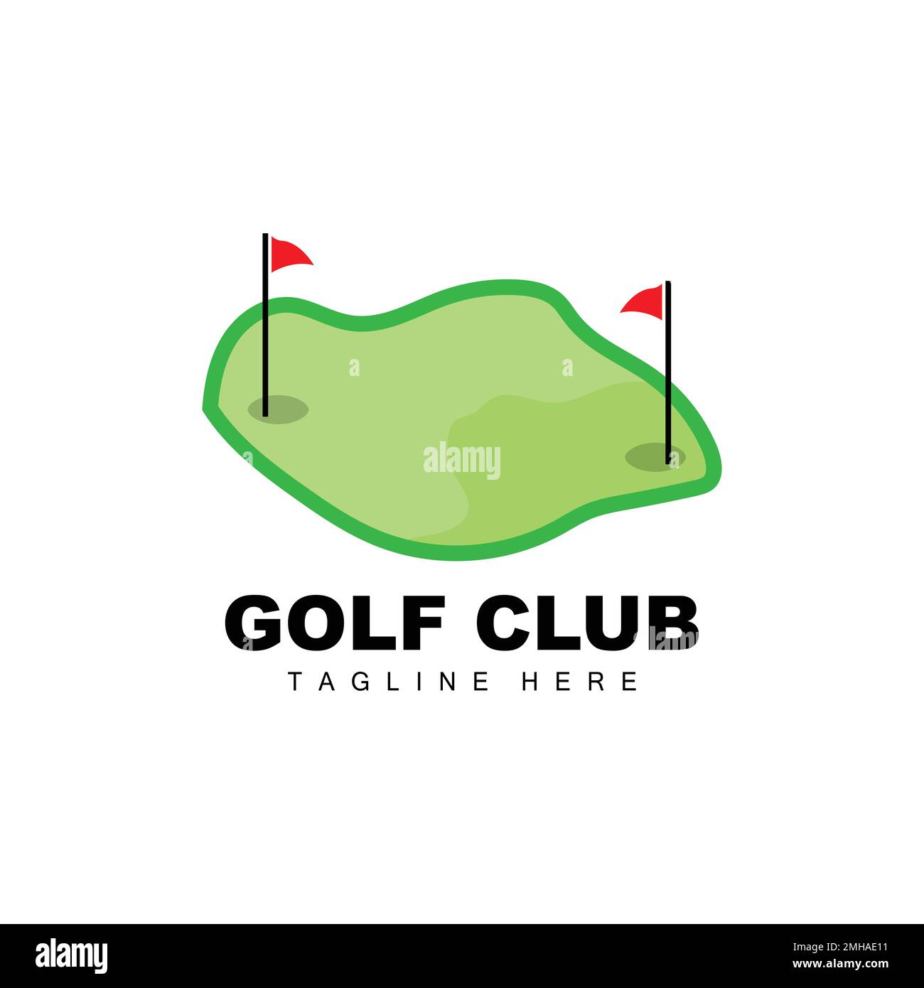 logo vector icon – ballon de golf, bâton et golf. Jeux en plein air, illustration de concept rétro Illustration de Vecteur