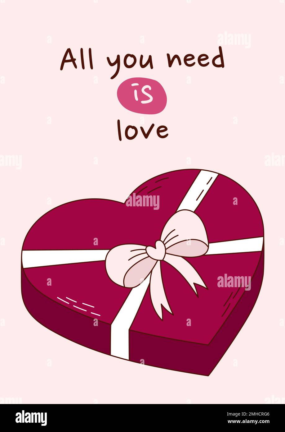 Carte de vœux de Saint-Valentin avec chocolats dans une boîte. Illustration vectorielle. Illustration de Vecteur