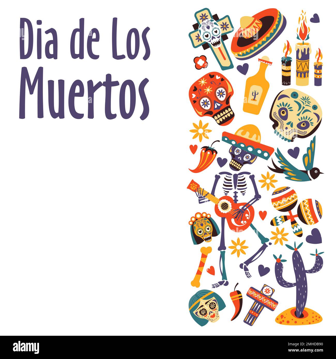 Dia de los Muertos, Fête mexicaine des morts, vacances ou fiesta Illustration de Vecteur