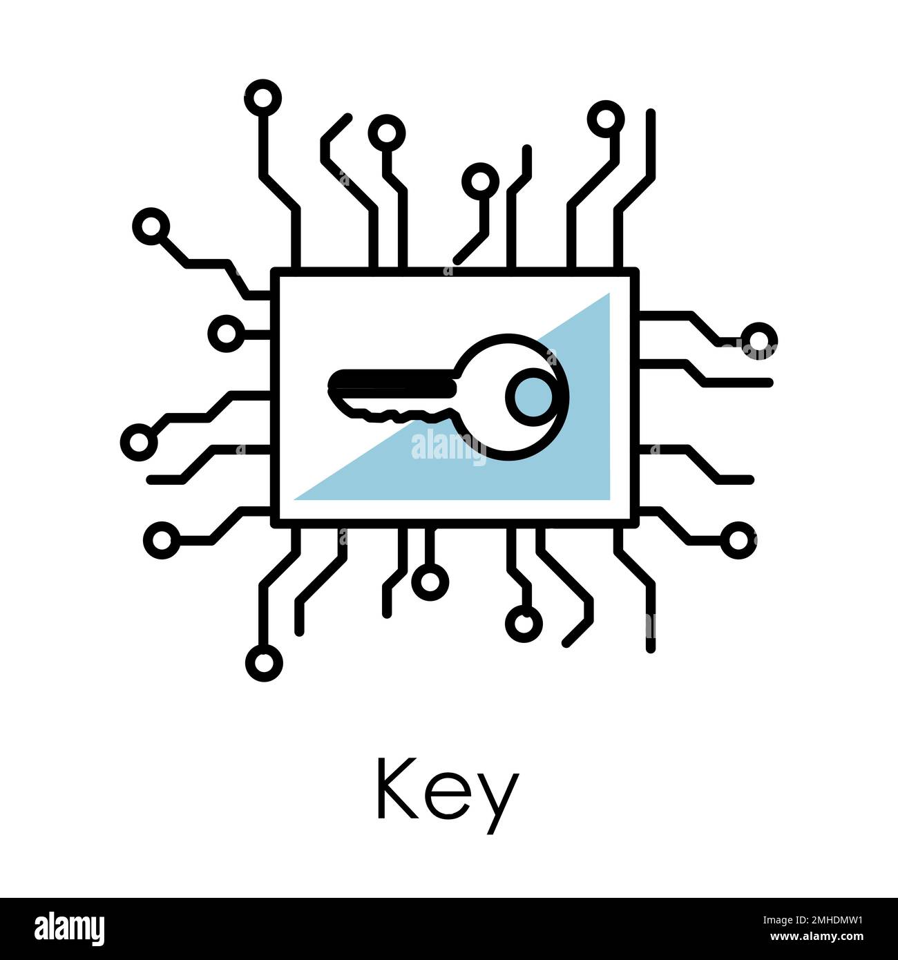 Clé système Bitcoin, icône de contour isolée de crypto-monnaie Illustration de Vecteur