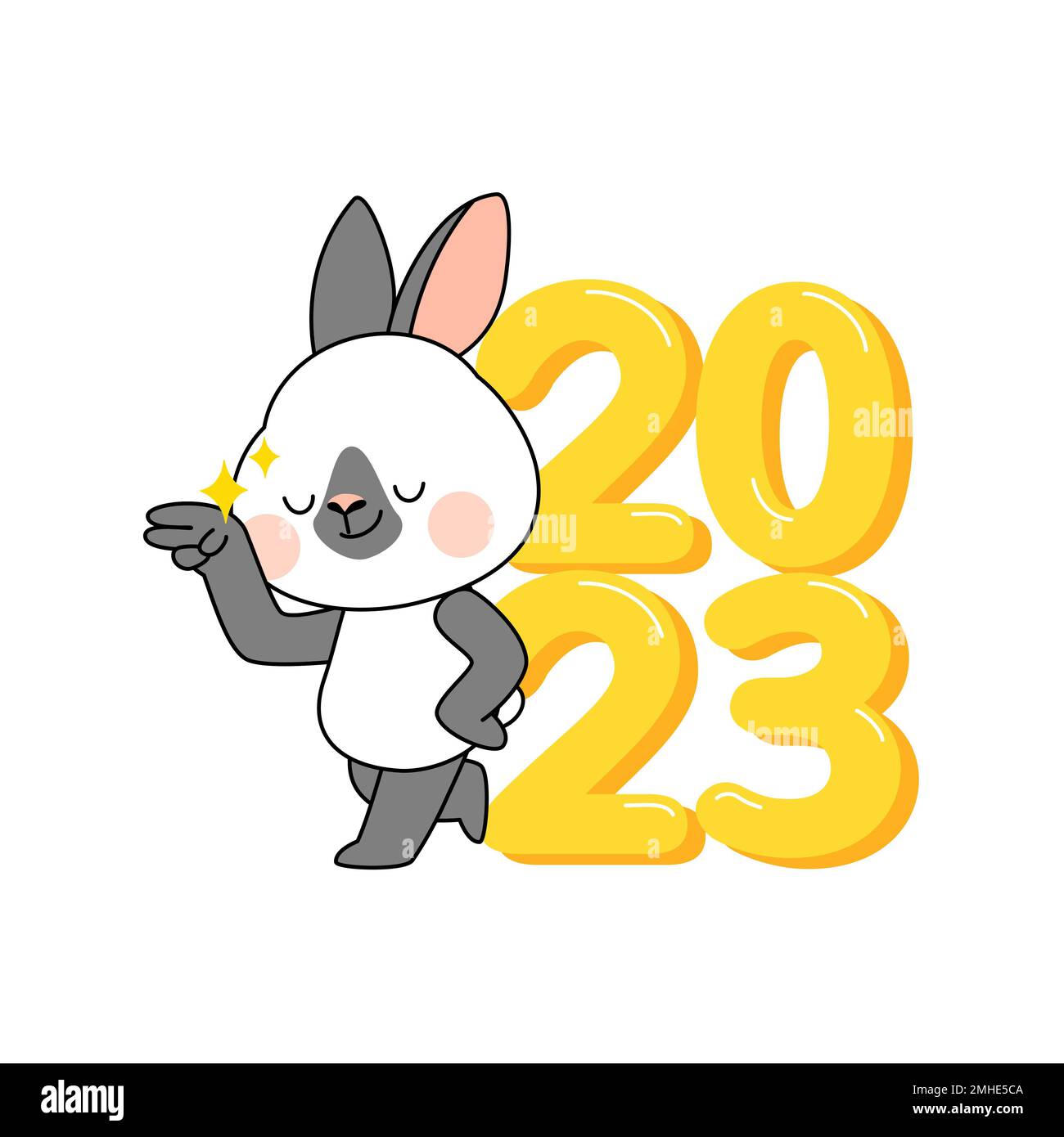 adorable personnage de lapin emoji 2023 Banque D'Images