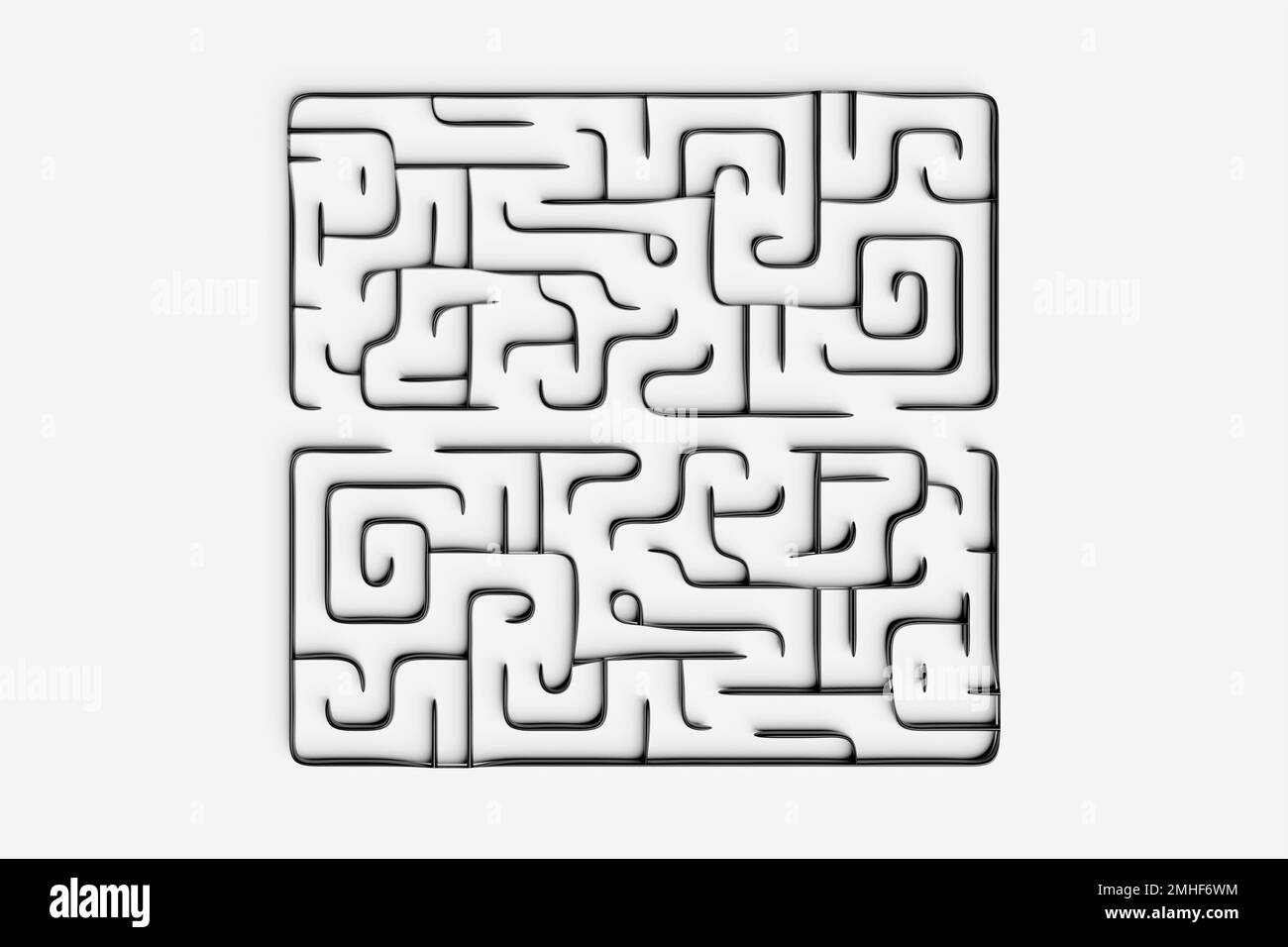3D rendu. Labyrinthe volumétrique noir. Répétition géométrique. Abstrait illusoire texture infinie d'ornement Banque D'Images