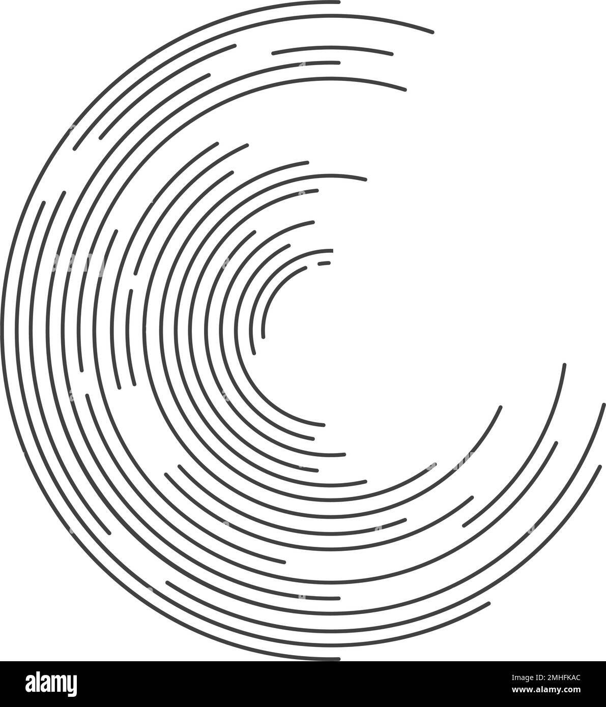 Lignes en forme de cercle . Illustration du vecteur en spirale .logo rond de la technologie . Elément de conception . Abstrait forme géométrique . Illustration de Vecteur