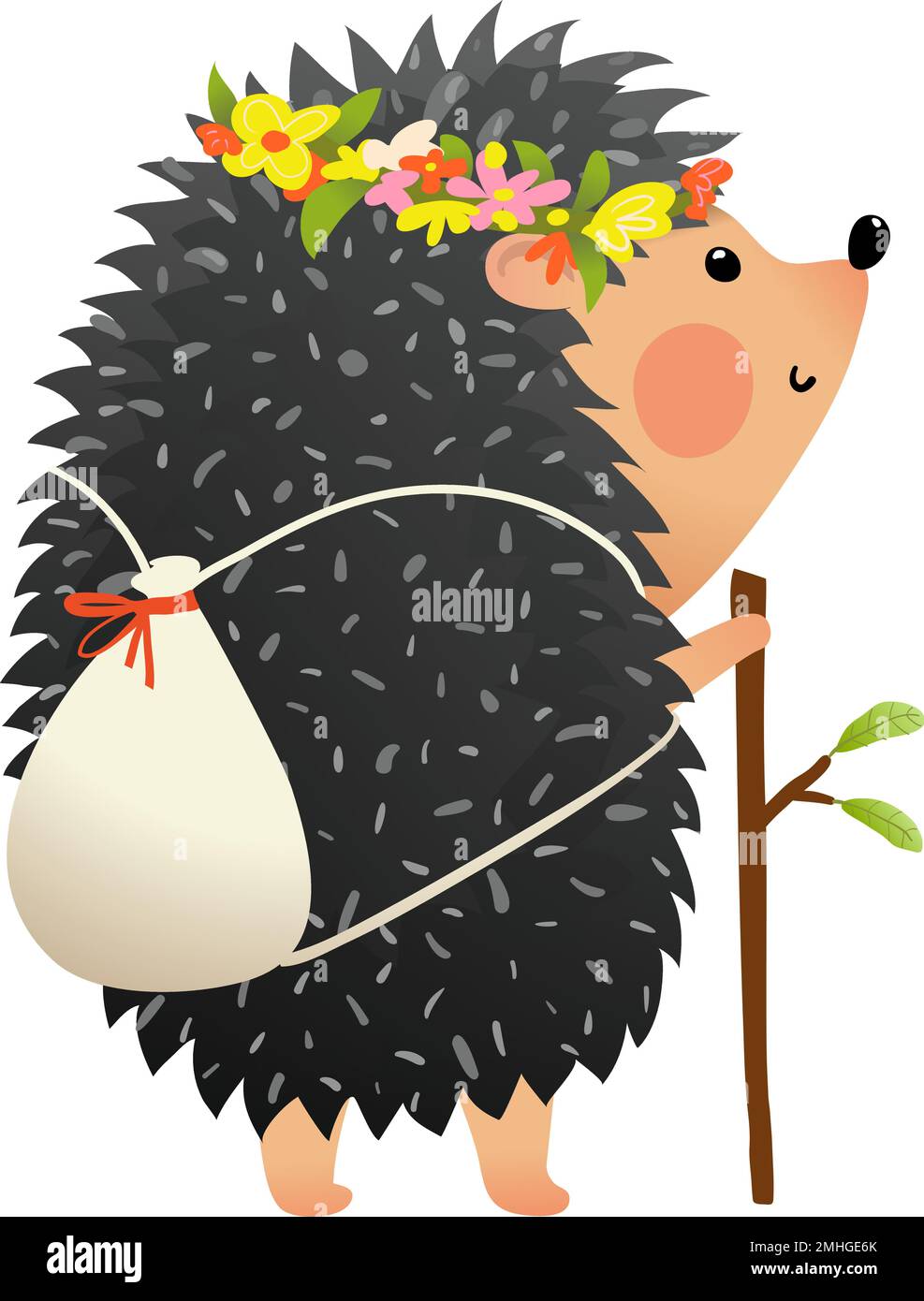 Hedgehog Backpacker Travelers Adventures pour enfants Illustration de Vecteur