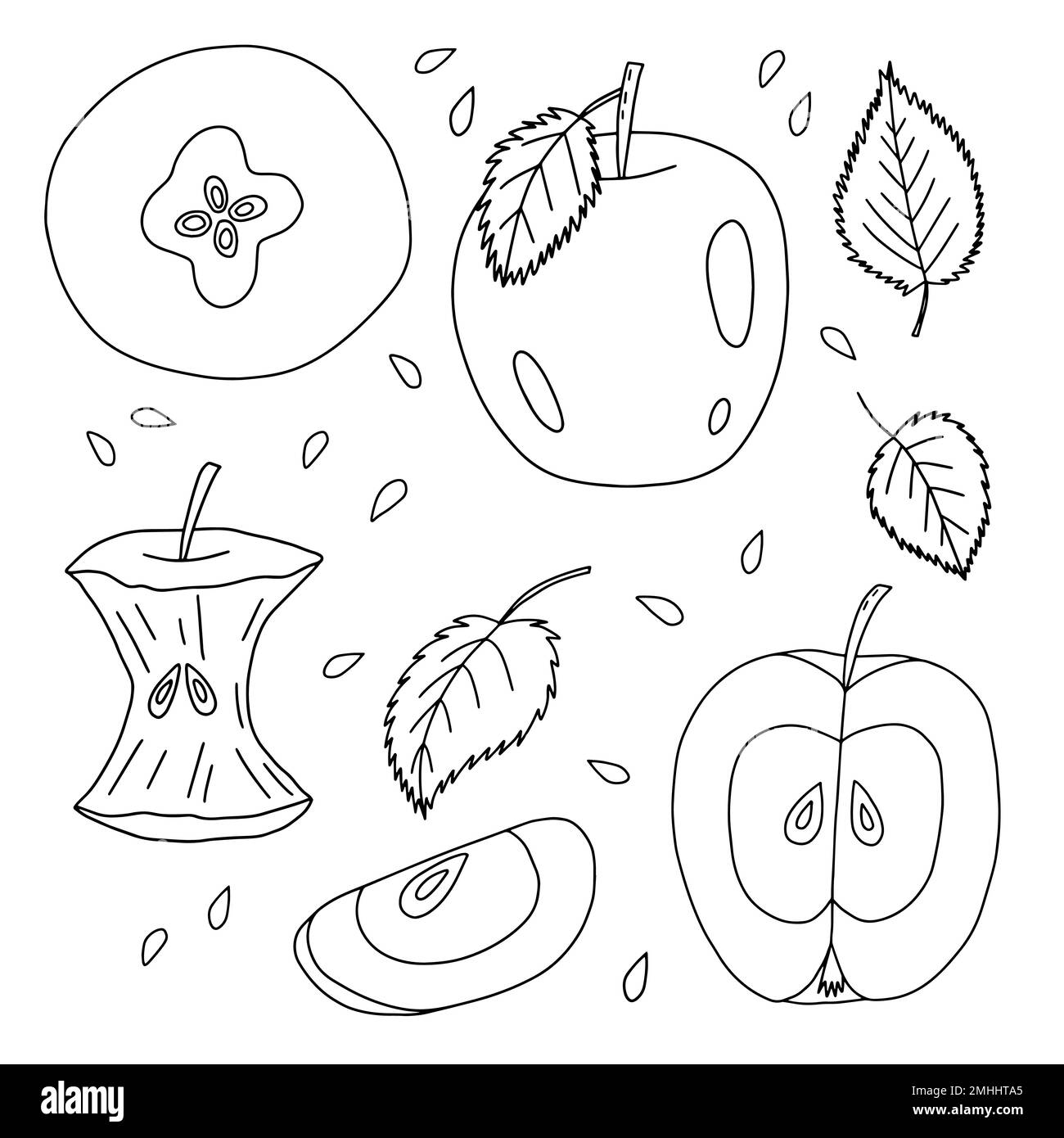 Ensemble de pommes Doodle Illustration de Vecteur