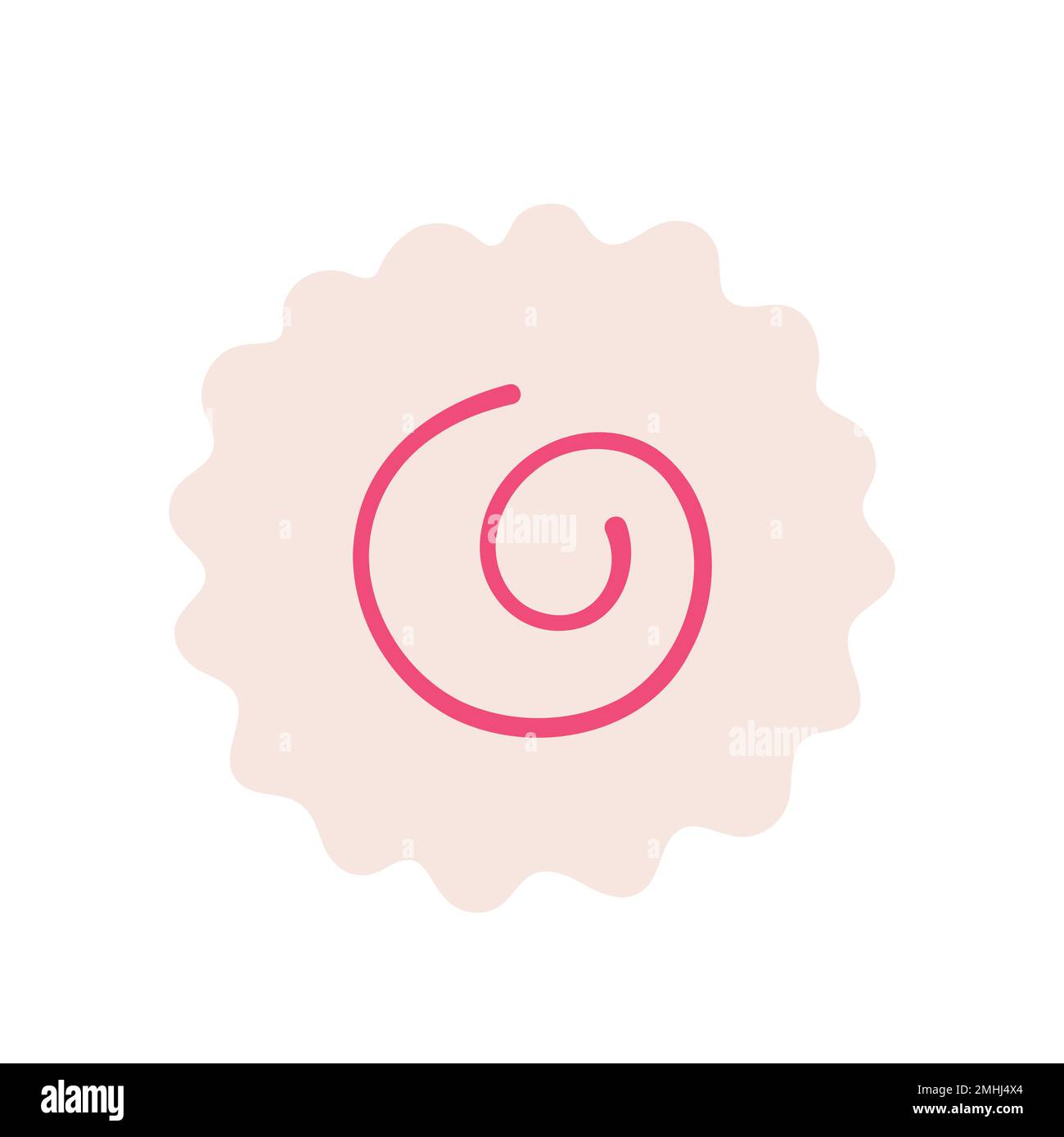 Narutomaki. Kamaboko. Gâteau de poisson fumé avec un tourbillon rose. Cuisine japonaise. Illustration vectorielle plate colorée dessinée à la main, isolée sur fond blanc. Illustration de Vecteur