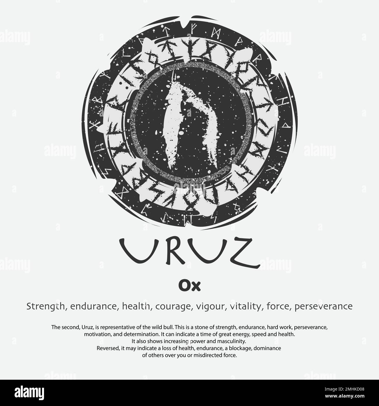 Bouclier de cercle sombre de Viking Uruz rune Illustration de Vecteur