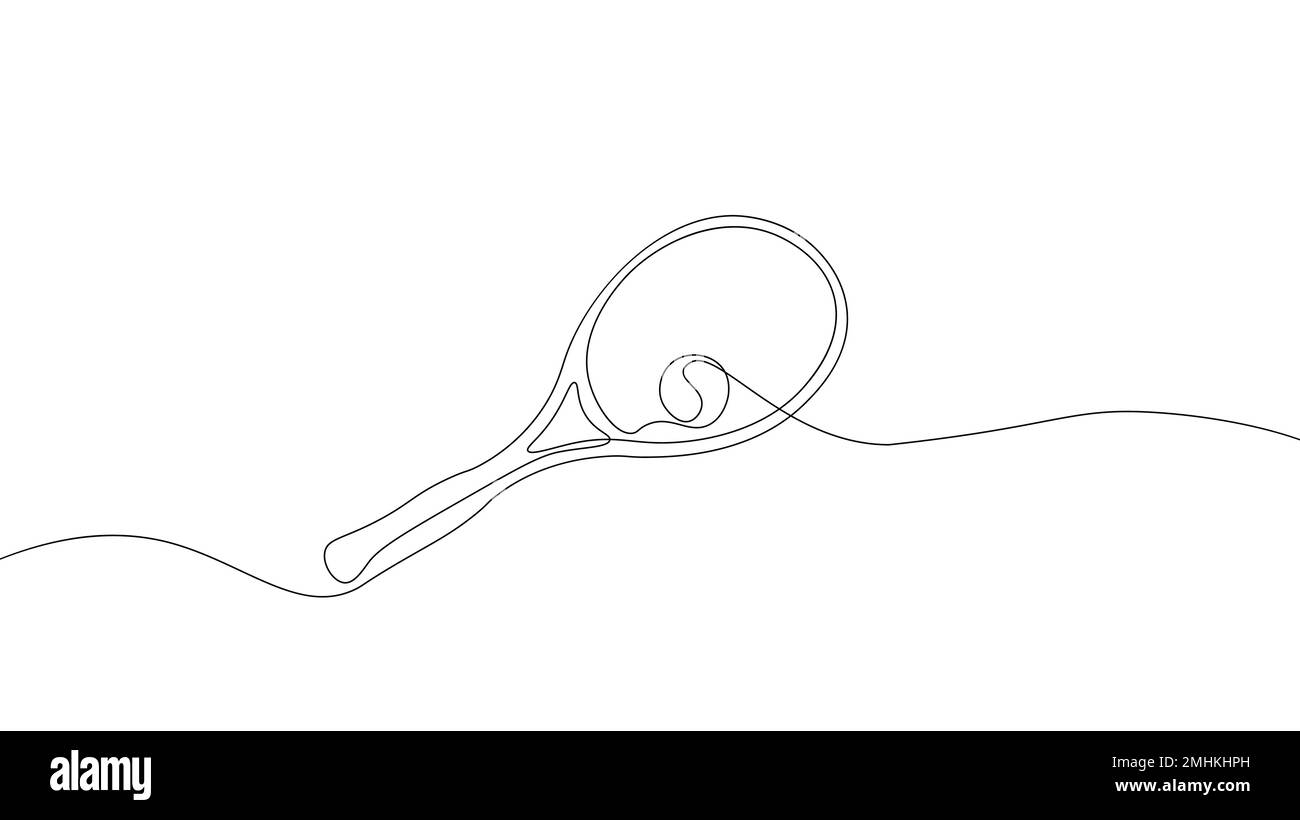 Concept de symbole de raquette de tennis continue sur une ligne. Sport ...