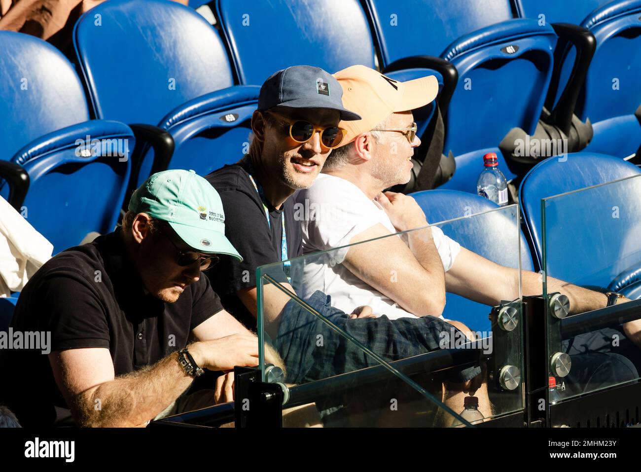 Melbourne, Australie, 27th janvier 2023. Thomas Tuchel, le directeur du football allemand, se trouve dans les tribunes du Grand Chelem de tennis australien à Melbourne Park. Crédit photo: Frank Molter/Alamy Live News Banque D'Images